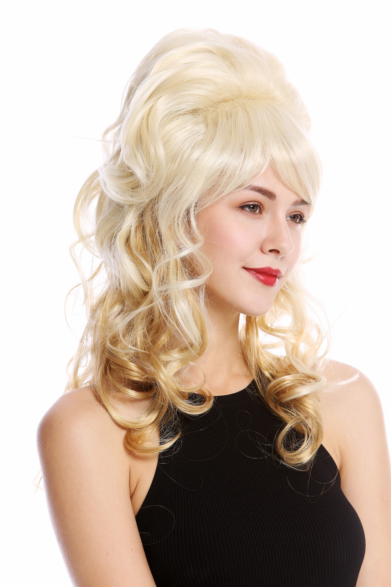 Lady Wig Baroque 60s Beehive Retro Bun curly long light blond Pop Singer GFW2418, view 3, WIG ME UP: Your Perücken Online Shop Quality Wigs, Ladies, light blonde-golden blonde mix, curled, long