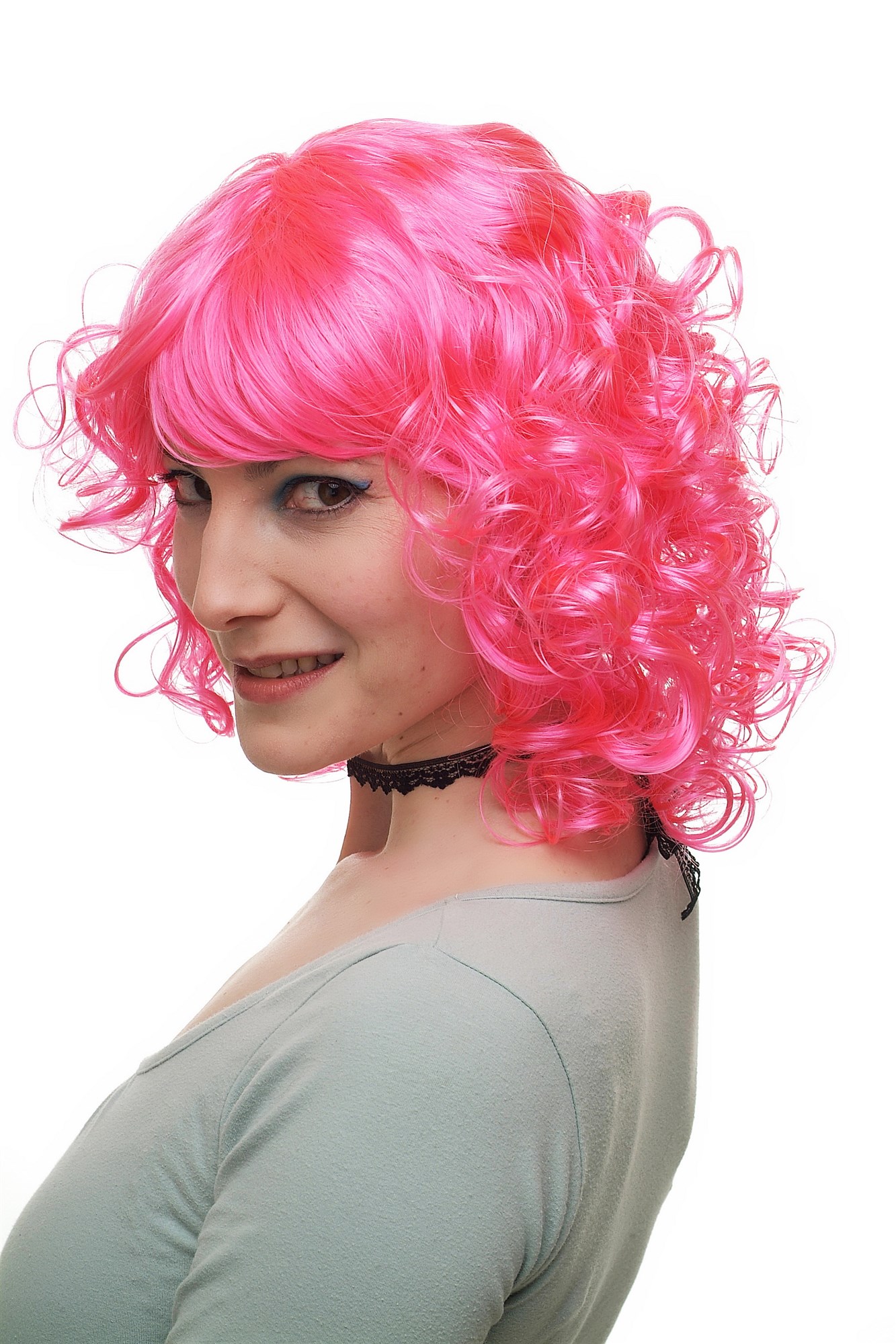 günstige Party Perücke, Perücke Pink Lolita Locken Schulterlang 68048-PC5, Ansicht 2, WIG ME UP: Ihr Perücken Online Shop lockige Party Perücke Pink schulterlange Haare für Damen
