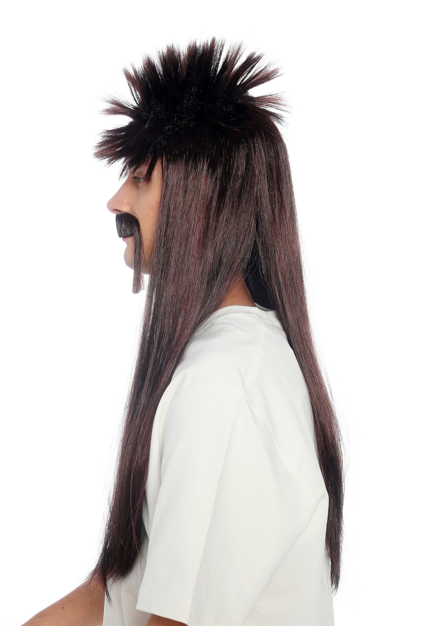 glatte Party-Perücke Kastanienbraun-Schwarz-Mix 70 cm lange Perücke für Herren