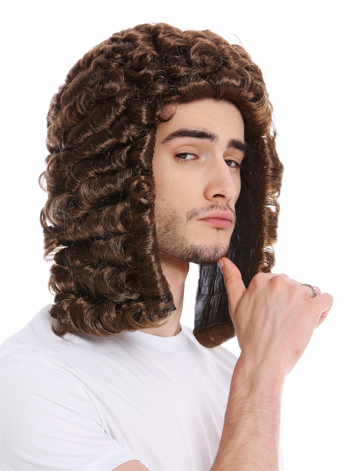 Party Wig, Men, Brown, curled, shoulder-length