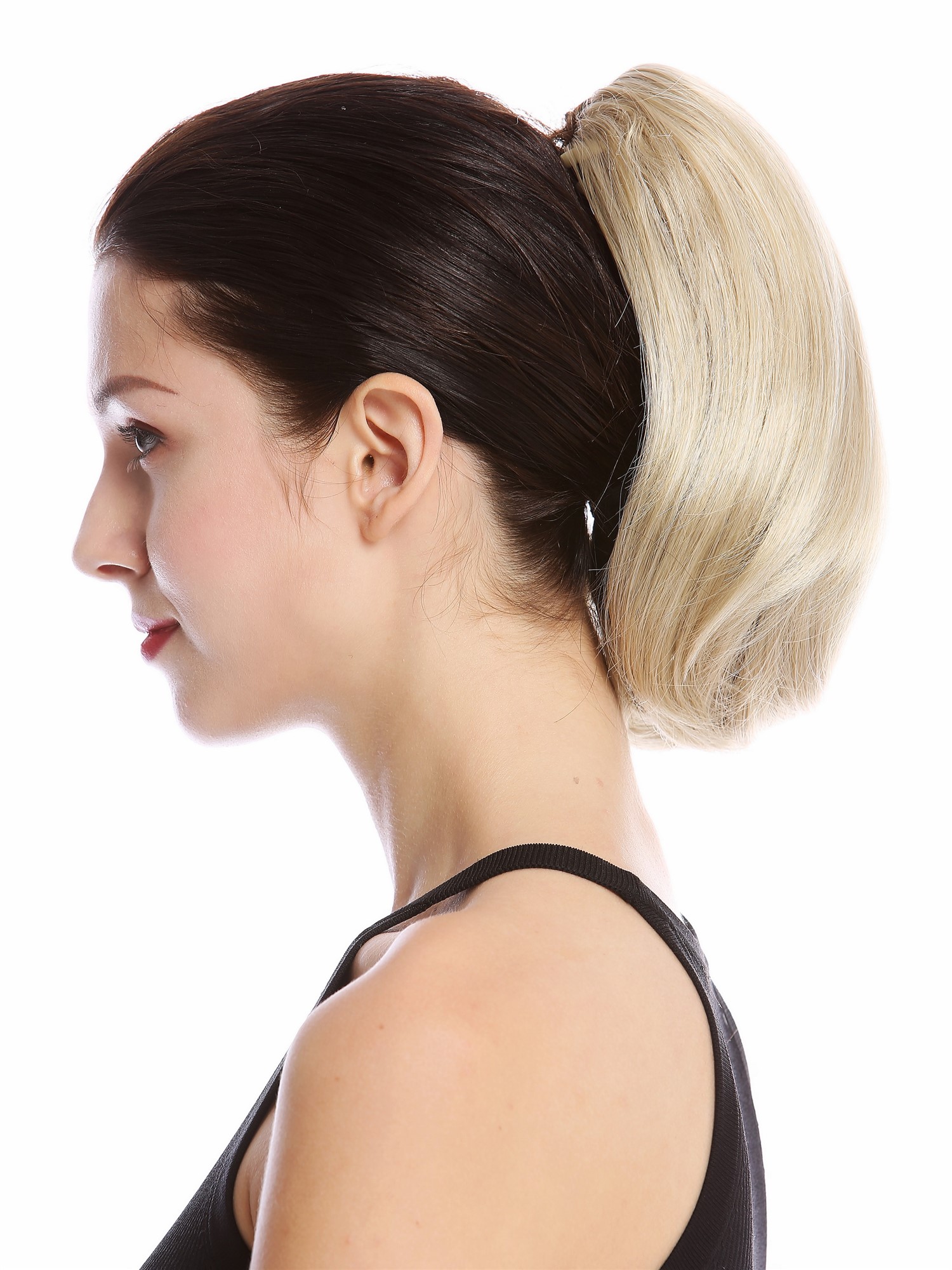 hochwertiger Zopf Pferdeschwanz kurzes glattes Hellblond 622-V-22, Ansicht 3, WIG ME UP: Ihr Perücken Online Shop welliges Zopf-Haarteil Aschblond 25 cm lang