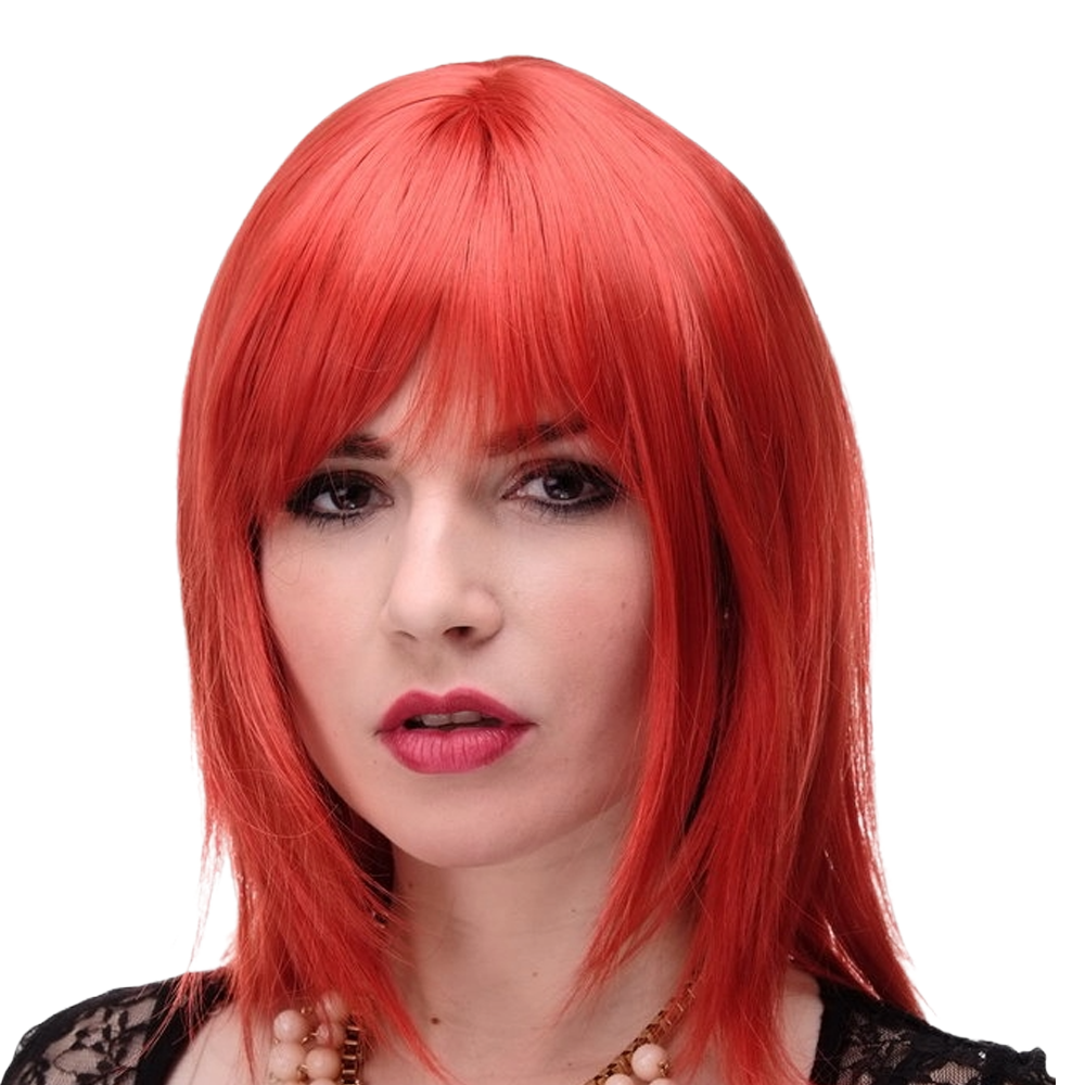 Category image for red women's wigs Red, straight, shoulder-length wig for women