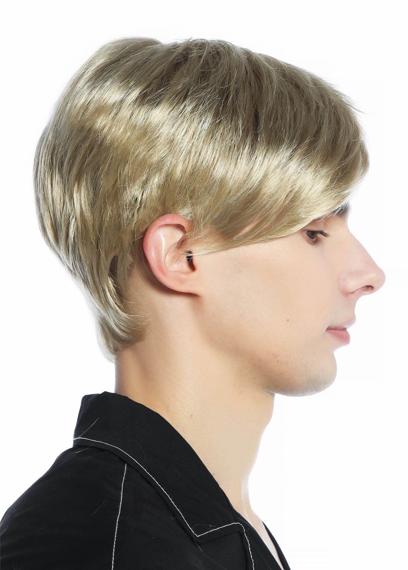 hochwertige Qualitätsperücken, Perücke Herren kurz glatt gescheitelt Scheitel Aschblond M230-24, Ansicht 5, WIG ME UP: Ihr Perücken Online Shop glatte Tressen-Perücke Aschblond kurze Haare für Herren