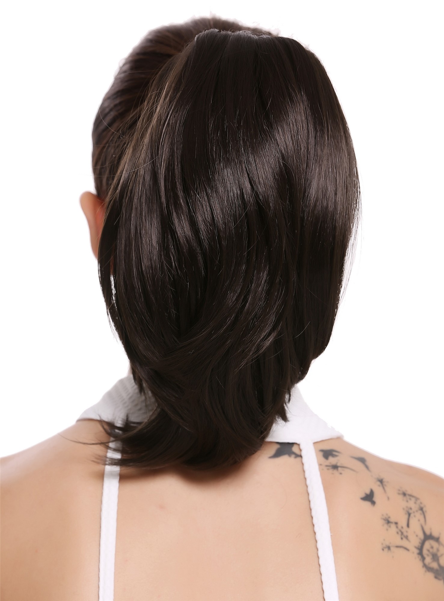 Ponytail Hairpiece Extensions short straight voluminous medium brown 15-09, view 2, WIG ME UP: Your Perücken Online Shop Ponytails, dark brown, straight, short