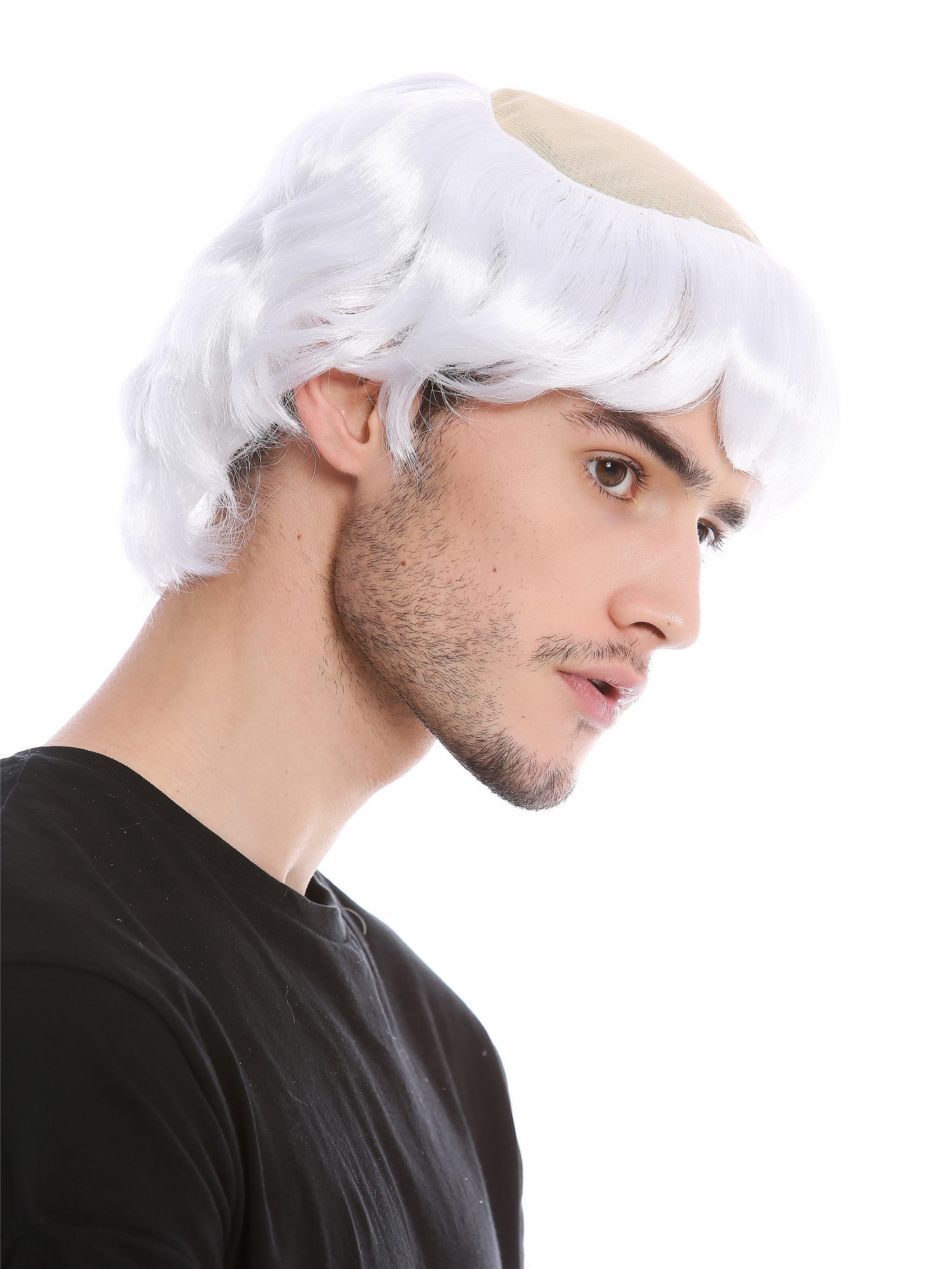 Wig Men Halloween old Monk Medieval Priest Tonsure half-bald white 90776, front view, WIG ME UP: Your Perücken Online Shop Party Wig, Men, White, straight, short