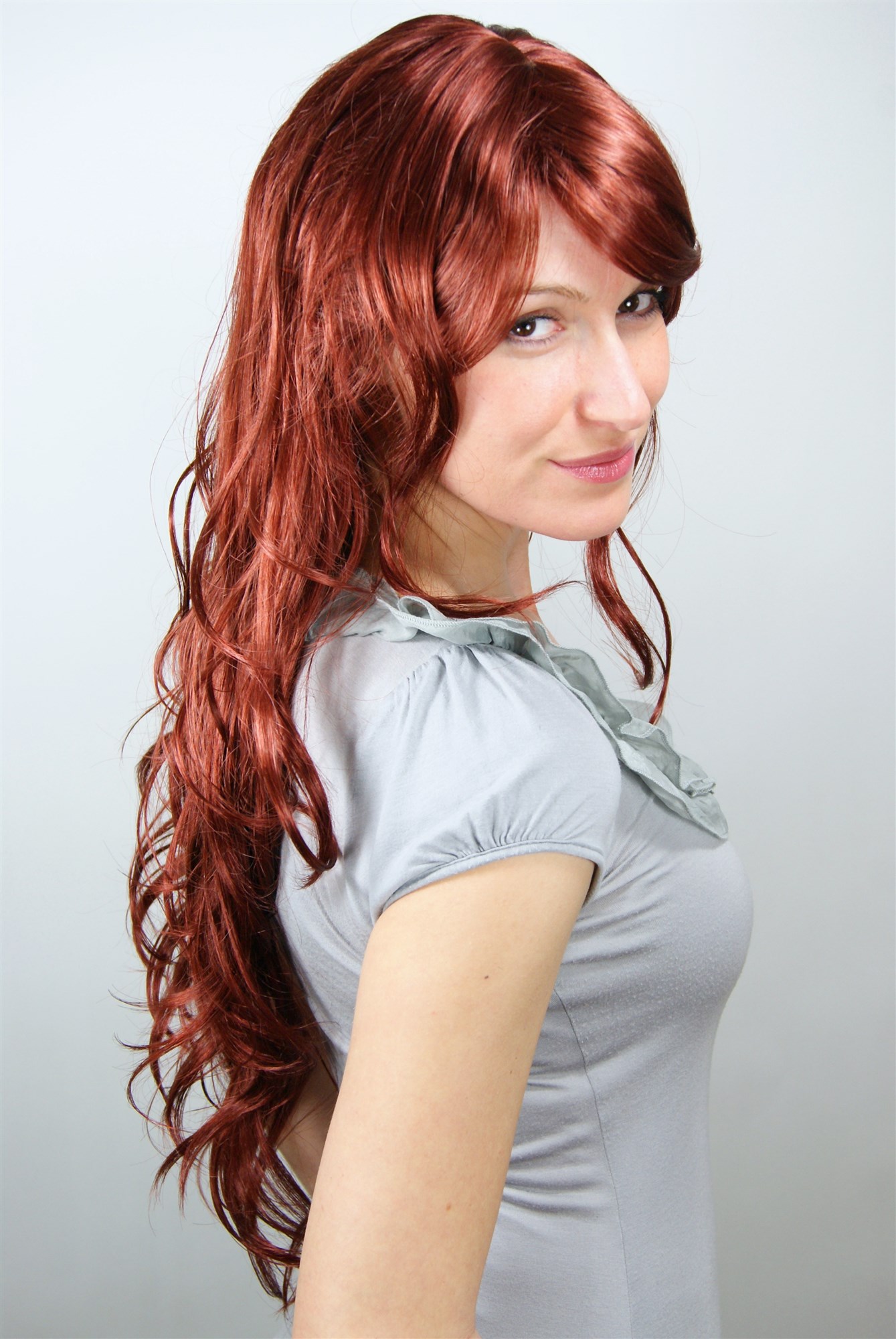 AMAZING high  LADY WIG ruby RED wavy slight curls 9331-35 VERY LONG 70 cm, view 2, WIG ME UP: Your Perücken Online Shop Quality Wigs, Ladies, Red, wavy, long