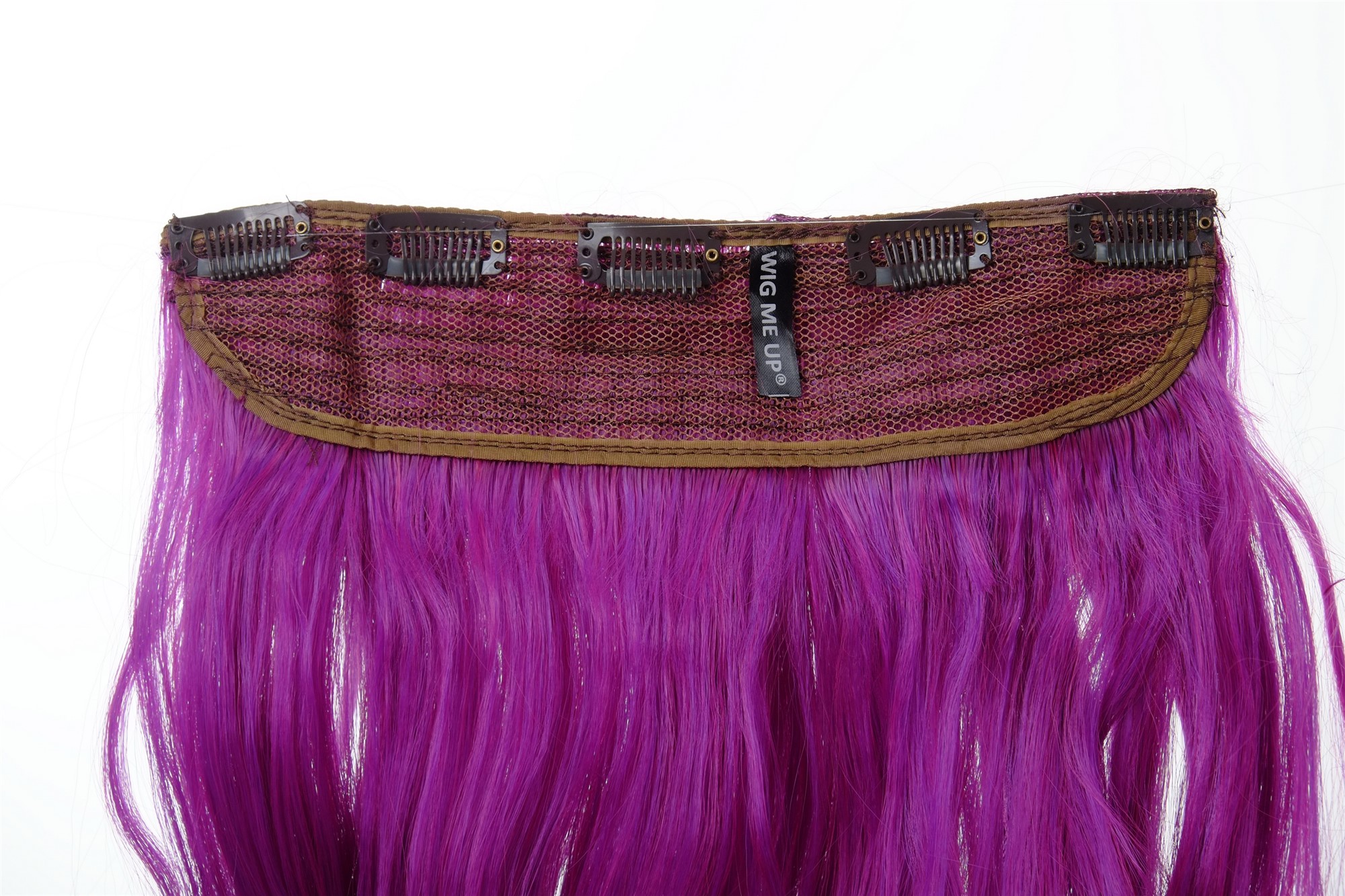5 Clip-In Extension lockig Ombre Lila Rosa-Neonviolett-Mix YZF-3180P-T2356TT3533, Ansicht 3, WIG ME UP: Ihr Perücken Online Shop lockige Halbperücke Dunkelrosa-Neonviolett-Mix 50 cm lang