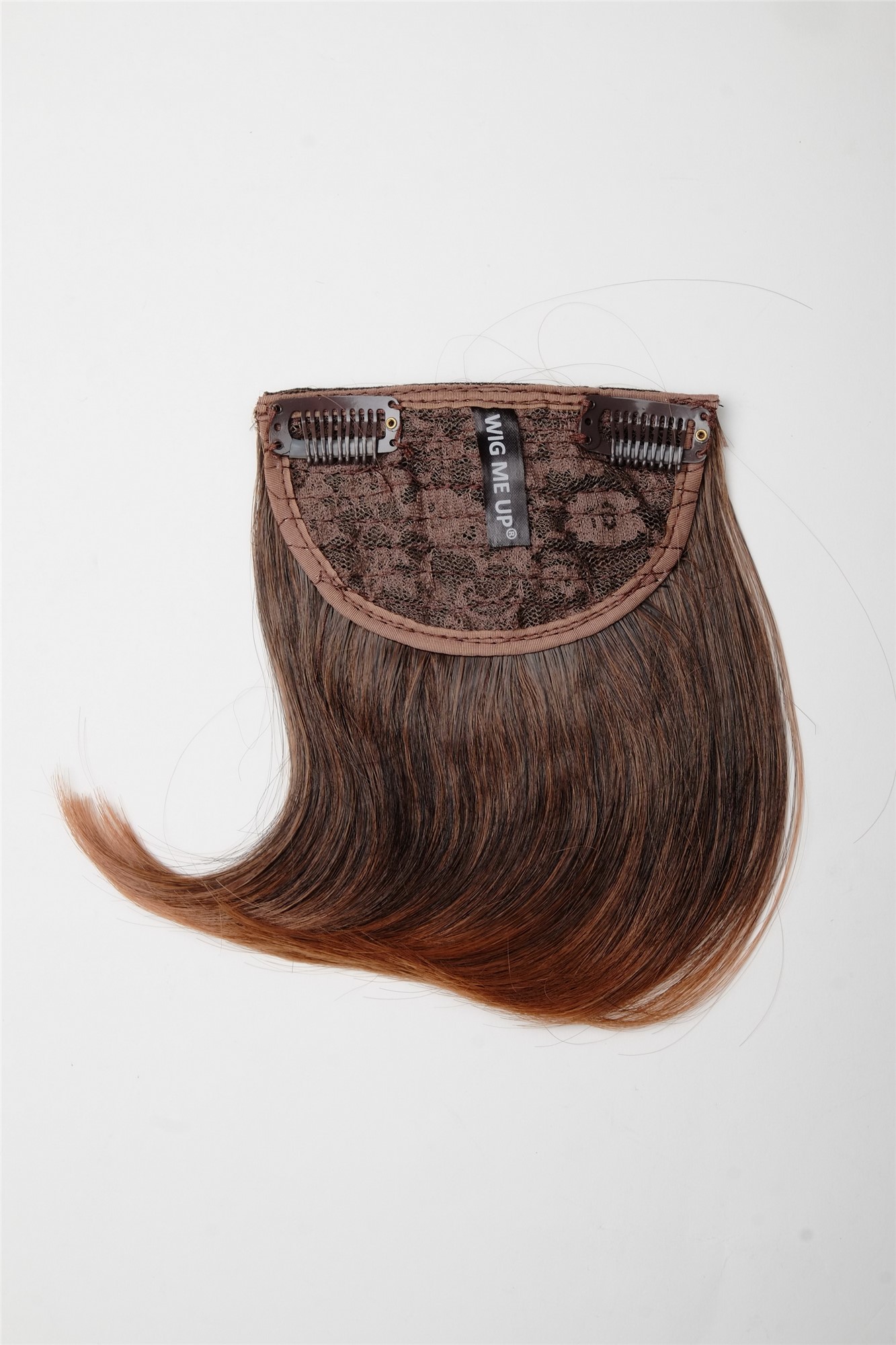 Clip-In Pony Scheitel hitzebeständig Faser Braun Kastanie Mahagoni YZF-3038-4T30, Ansicht 2, WIG ME UP: Ihr Perücken Online Shop glatter Clip-In Pony Dunkelbraun-Kupferbraun-Mix 17 cm lang