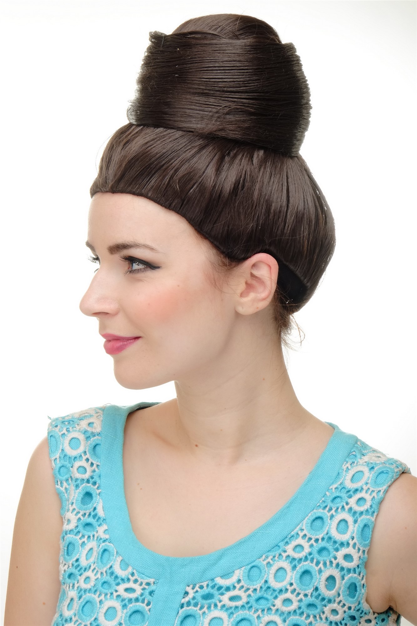 Lady  Wig Cosplay turban style towering beehive 50s 60s hairbun bun Diva chocolate brown, view 2, WIG ME UP: Your Perücken Online Shop Quality Wigs, Ladies, medium brown, straight, short