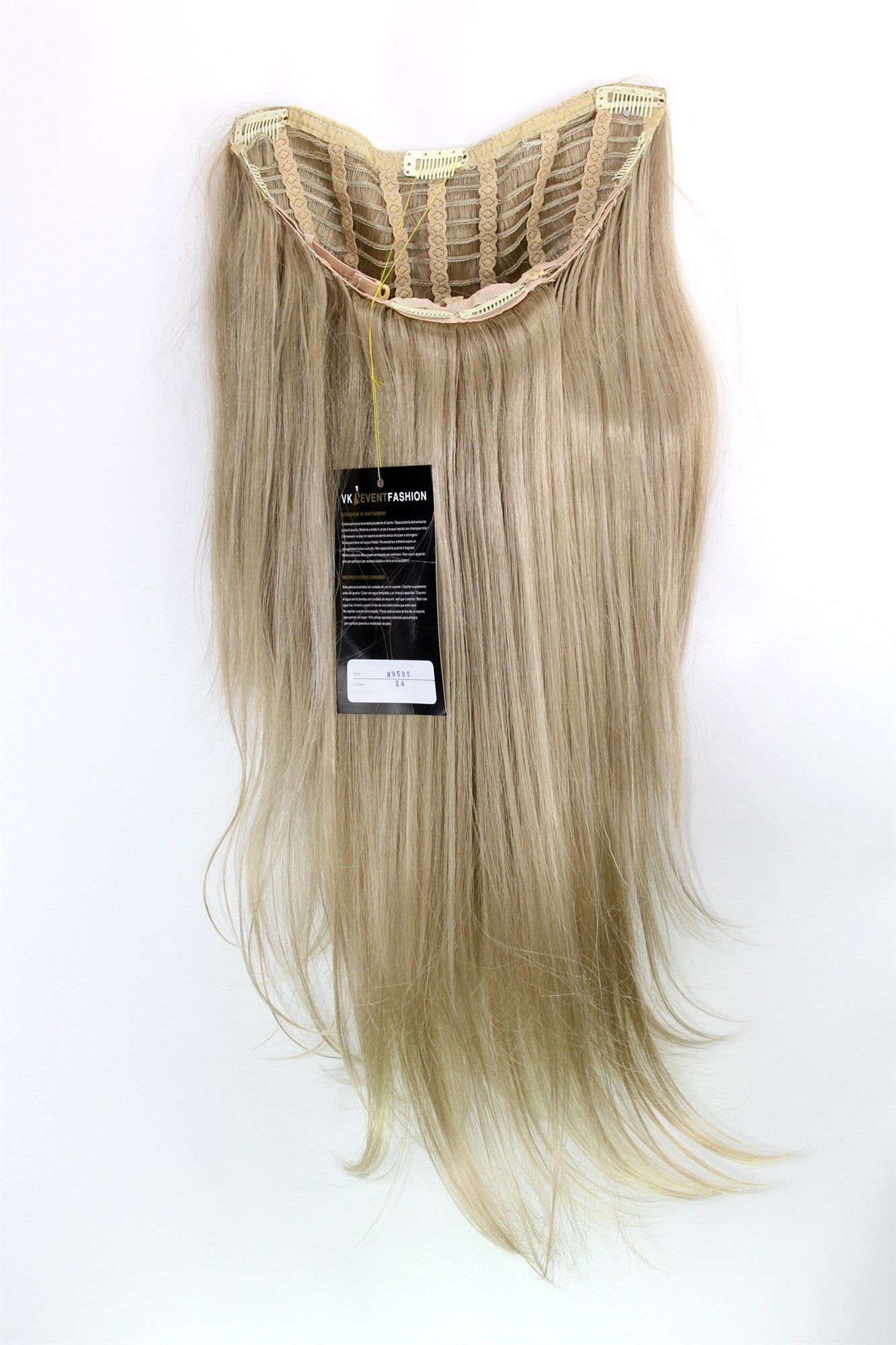 glatte Halbperücke helles Aschblond 60 cm lang
