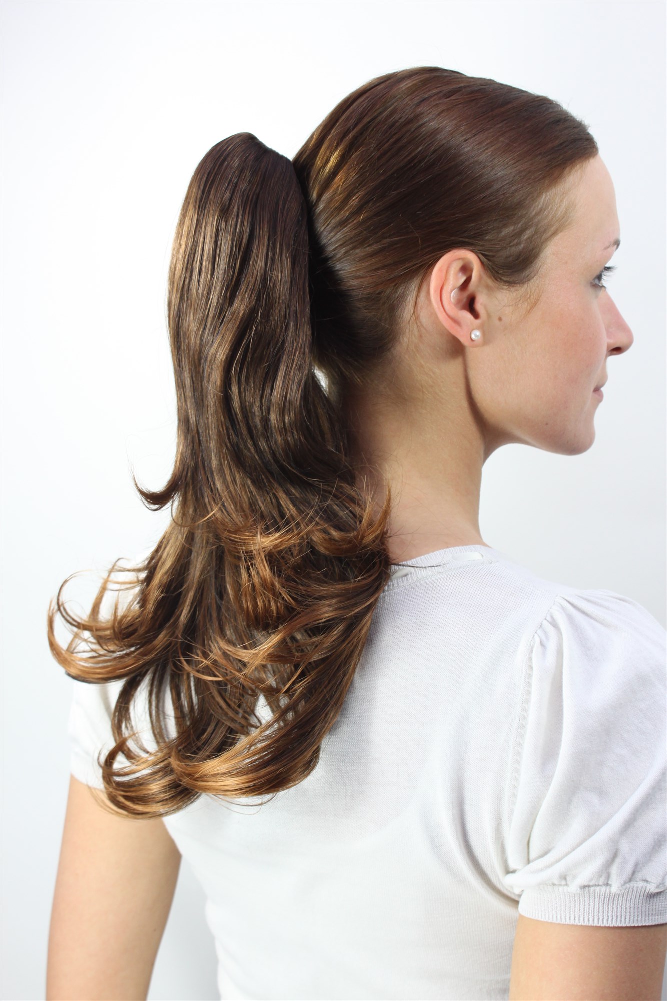 Hairpiece PONYTAIL medium length straight MIXED BRUNETTE (T400 Colour 2T30) brown mixed, view 2, WIG ME UP: Your Perücken Online Shop Ponytails, Brown, straight, shoulder-length