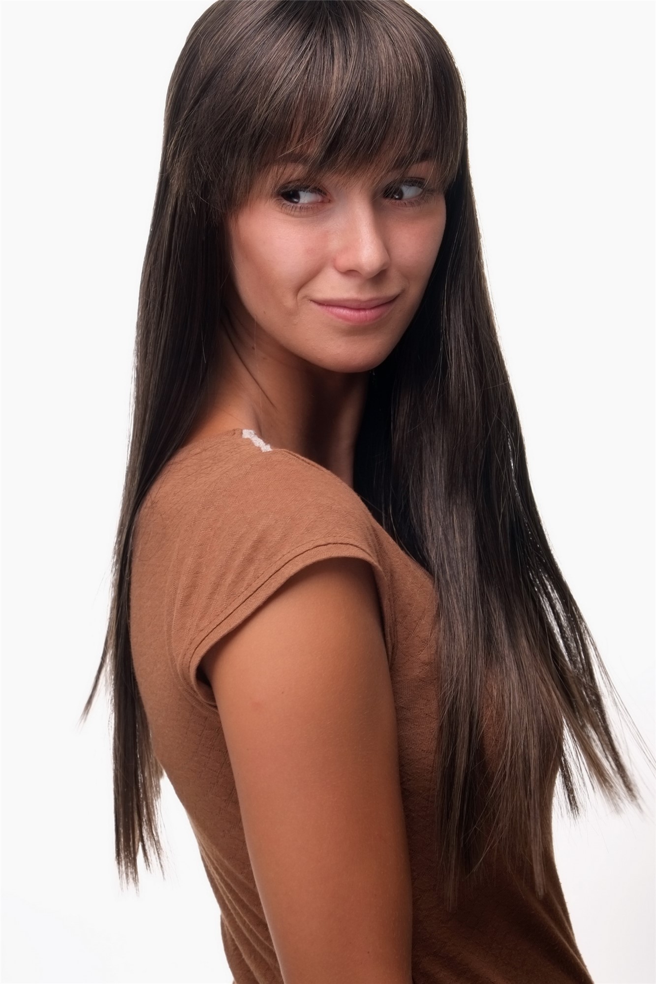 hochwertige Qualitätsperücken, Perücke Braun-Schwarz-Mix gerader Schnitt GFW373-2T10, Ansicht 5, WIG ME UP: Ihr Perücken Online Shop glatte Tressen-Perücke mit Kopfhaut-Imitat Braun-Schwarz-Mix lange Haare für Damen