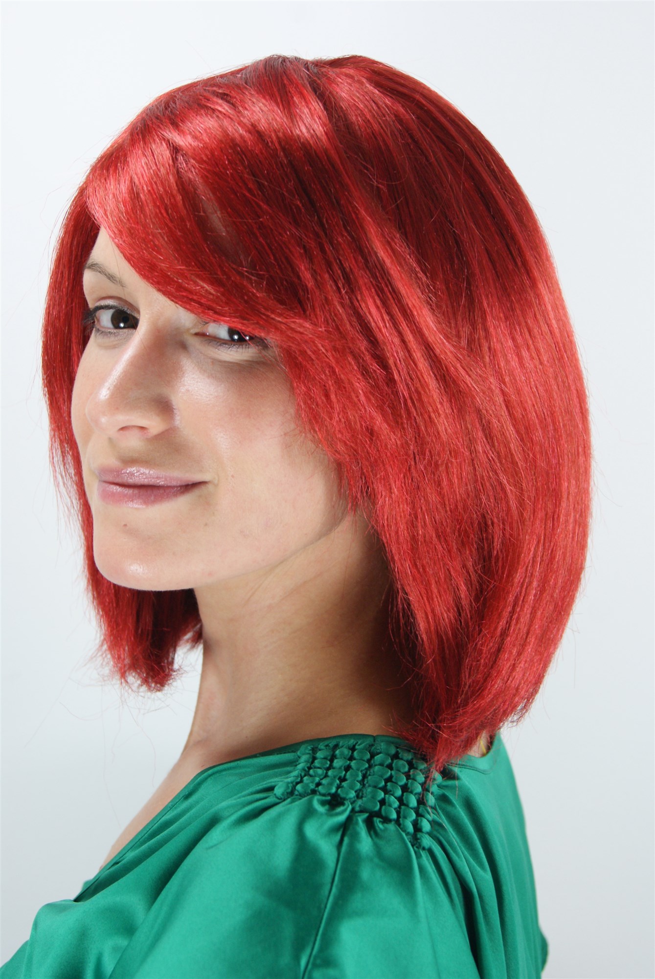 Lady women wig short Long Bob red side parting straight sleek 1215, view 2, WIG ME UP: Your Perücken Online Shop Quality Wigs, Ladies, Red, straight, short