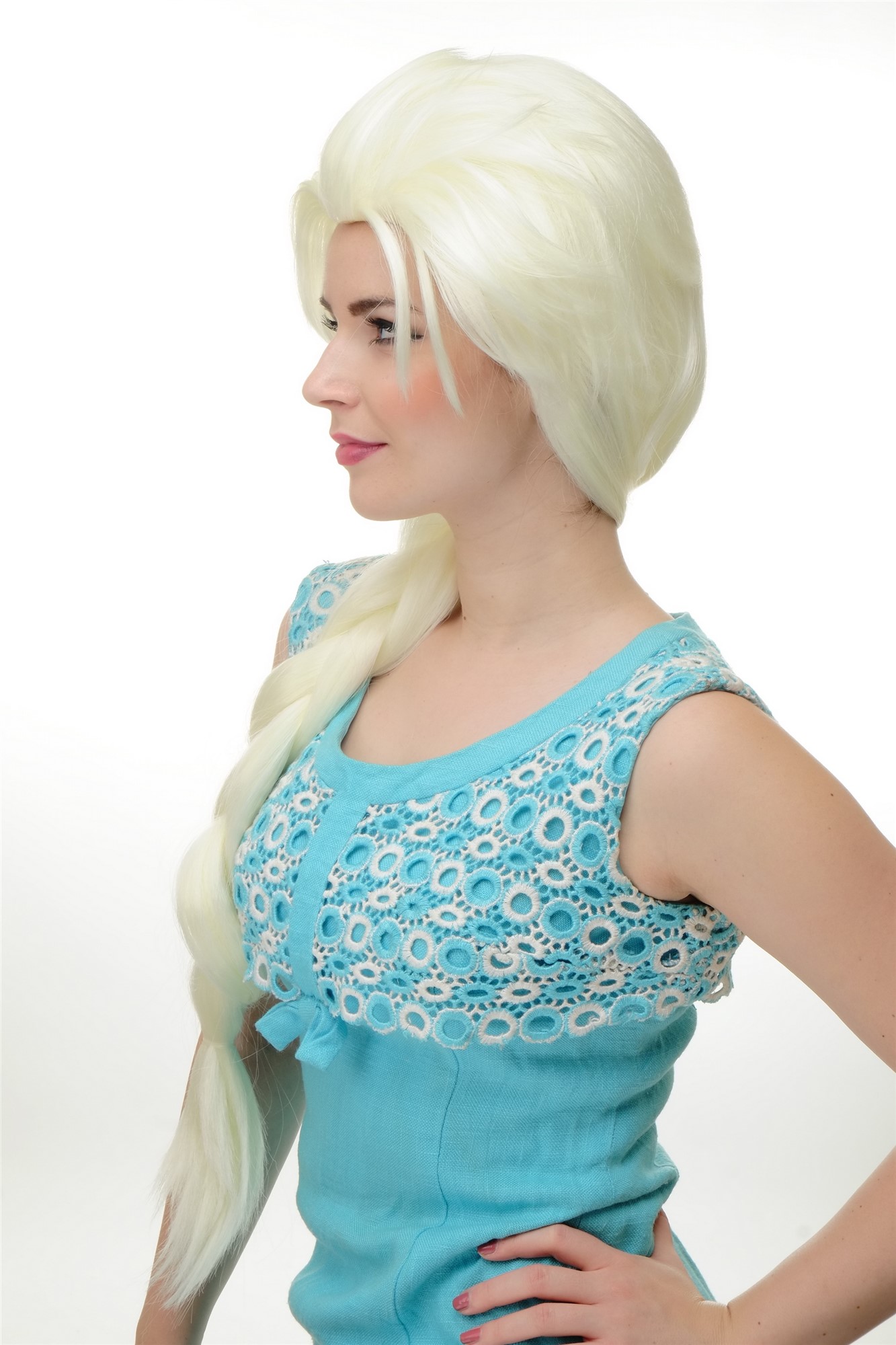 hochwertige Qualitätsperücken, Perücke Cosplay Platin-Blond Zopf GFW2072L-613A, Ansicht 2, WIG ME UP: Ihr Perücken Online Shop geflochtene Tressen-Perücke Platinblond sehr lange Haare für Damen