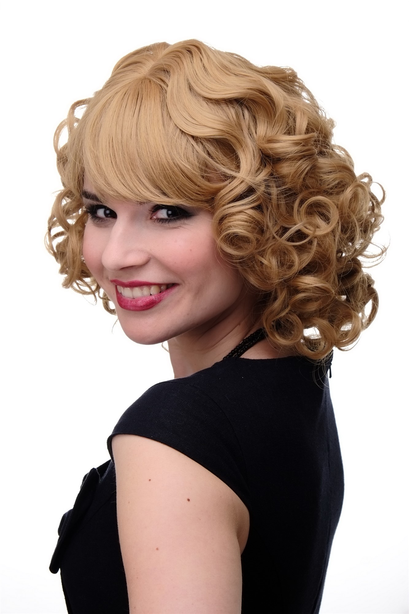 hochwertige Qualitätsperücken, Perücke Cosplay Prinzessin Blond-Mix Lockig GF-W2171-22-144, Ansicht 5, WIG ME UP: Ihr Perücken Online Shop lockige Tressen-Perücke mit Kopfhaut-Imitat Karamellblond-Gelbblond-Mix schulterlange Haare für Damen