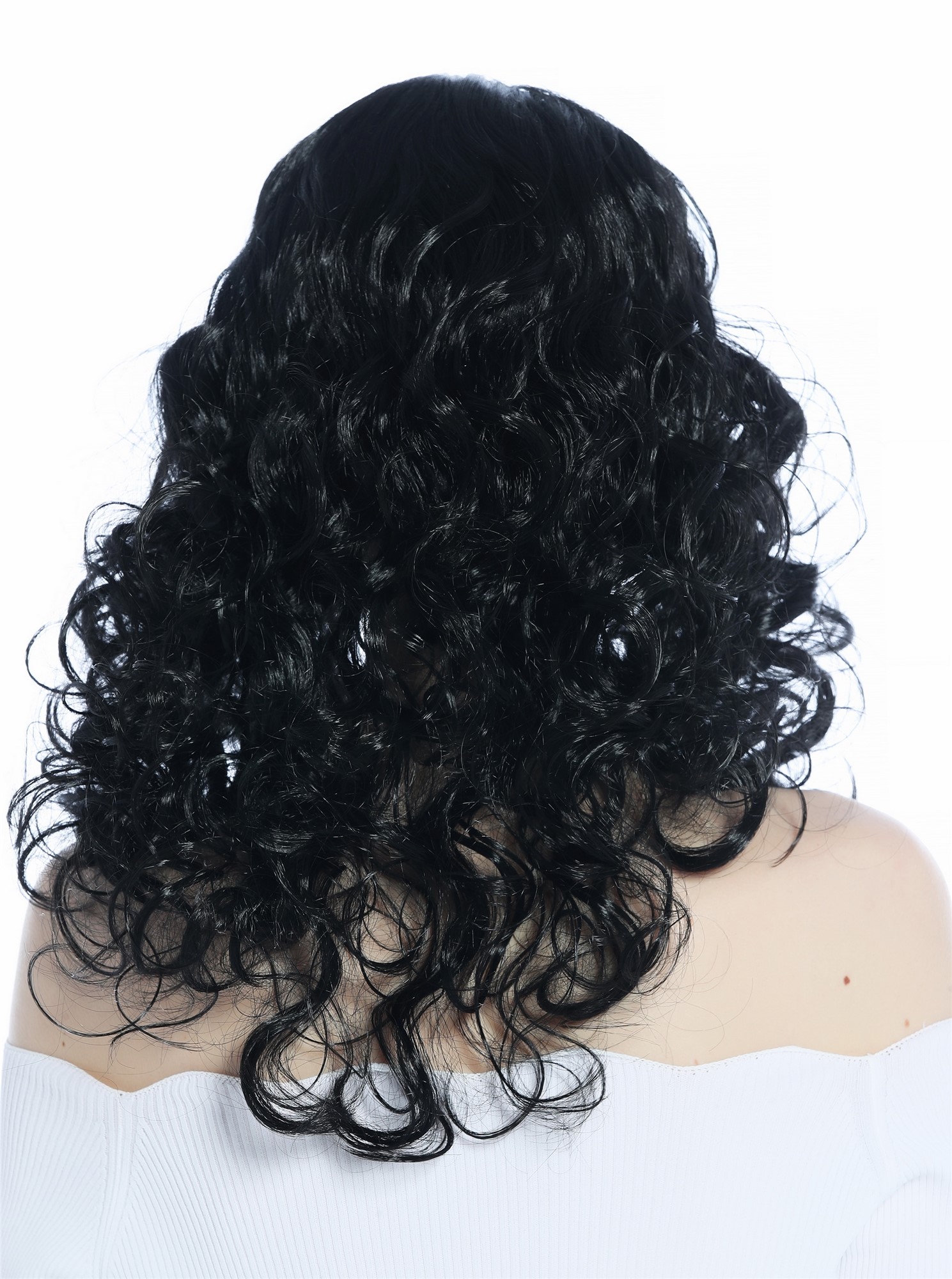 Women's Wig Halloween Carnival long curls curled middle-parting black 210151, view 4, WIG ME UP: Your Perücken Online Shop Party Wig, Ladies, Black, curled, long