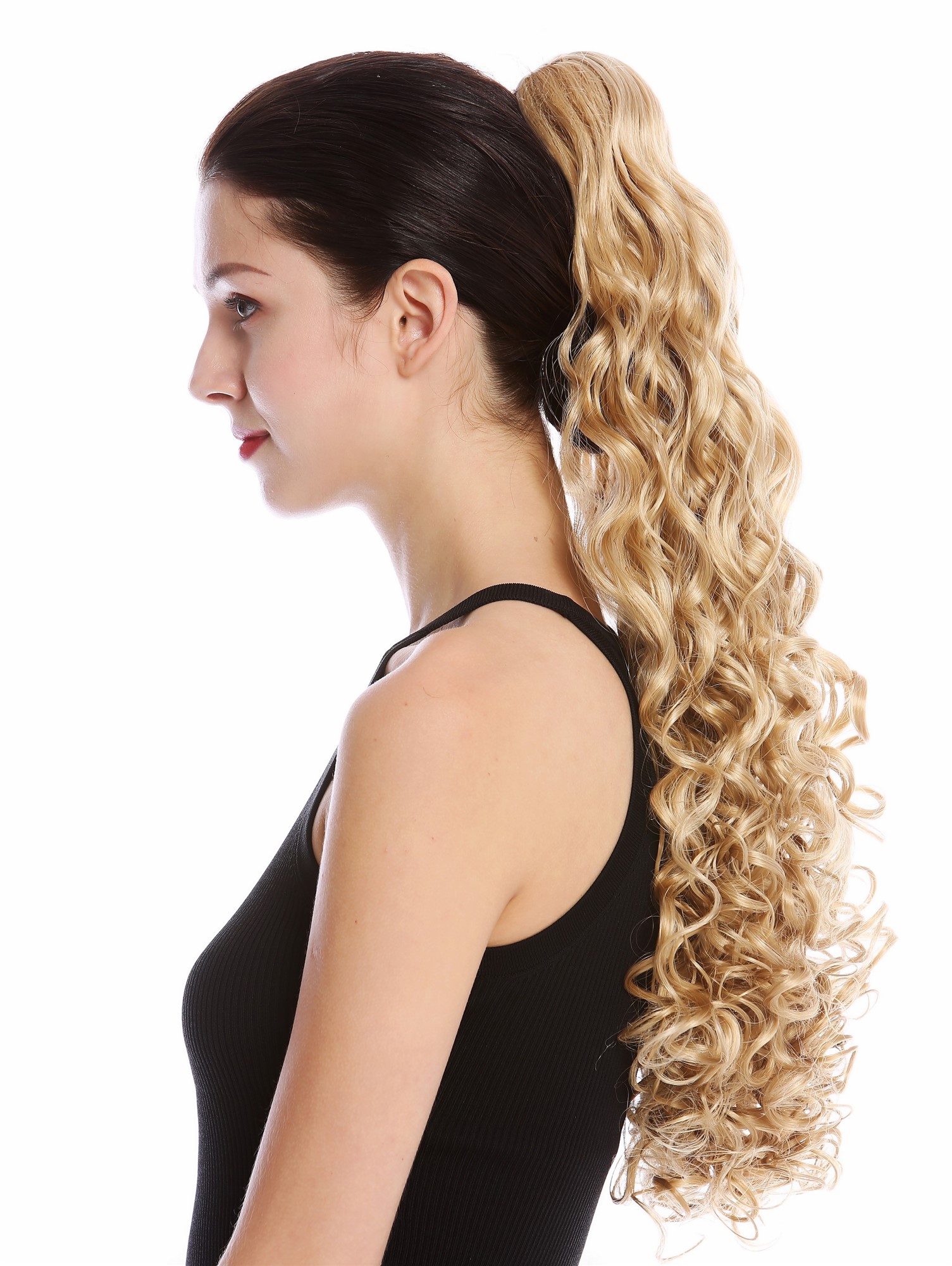 hochwertiger Zopf Pferdeschwanz lockig voluminös lang Goldblond 9563B-V-24B, Ansicht 3, WIG ME UP: Ihr Perücken Online Shop welliges Zopf-Haarteil Goldblond 60 cm lang