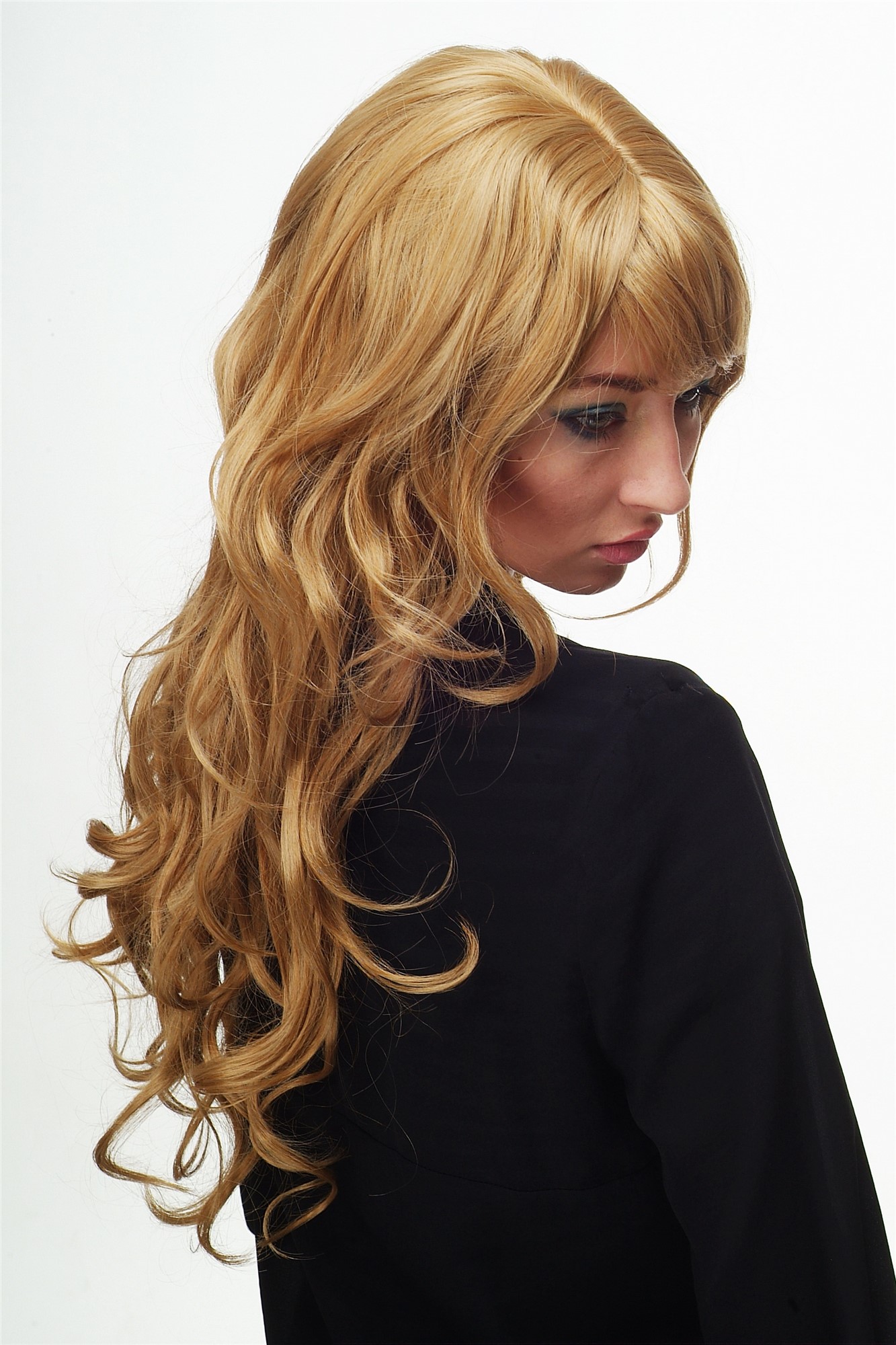 hochwertige Qualitätsperücken, Perücke lang wallendes Haar wellig leicht lockig Goldblond Blond 9204S-24B, Ansicht 3, WIG ME UP: Ihr Perücken Online Shop lockige Tressen-Perücke mit Kopfhaut-Imitat Goldblond lange Haare für Damen