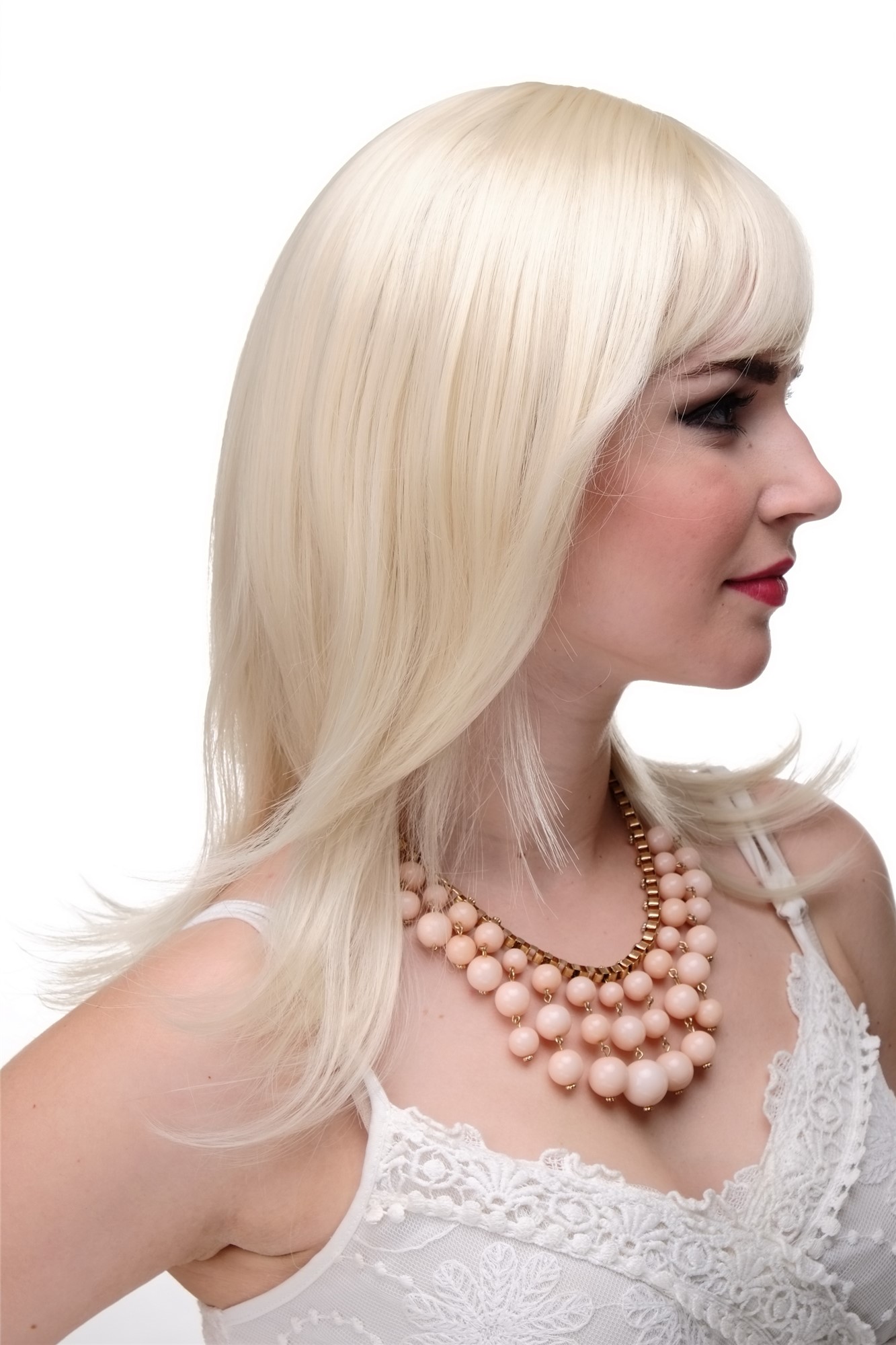 hochwertige Qualitätsperücken, Frauen Perücke schulterlang glatt gestufte Haare blond gesträhnt 3003-303/220, Ansicht 3, WIG ME UP: Ihr Perücken Online Shop glatte Tressen-Perücke mit Kopfhaut-Imitat Blond-Mix lange Haare für Damen