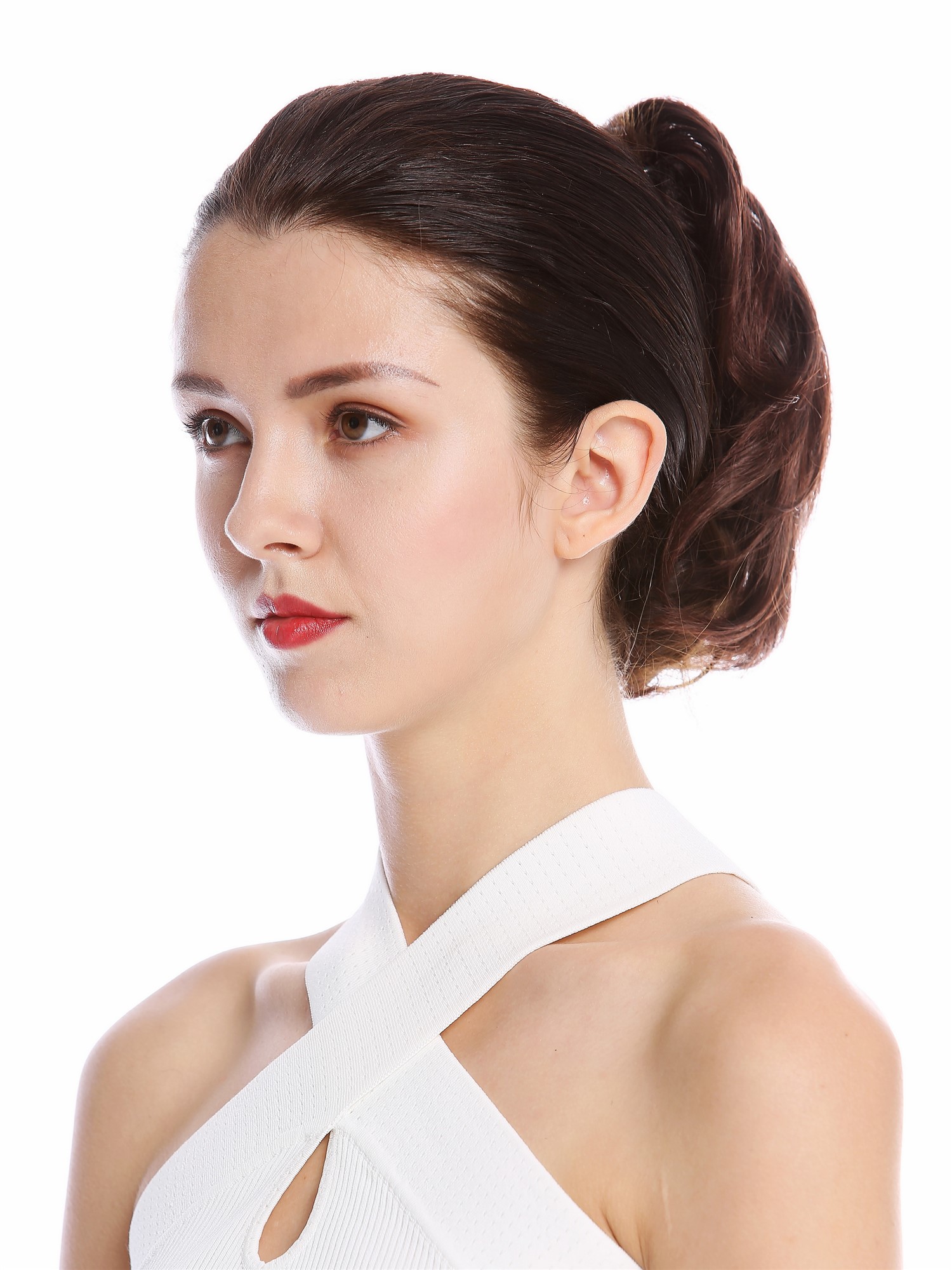 Ponytail Hairpiece Extensions short great volume wavy mahogany brown mix 1028-V, view 3, WIG ME UP: Your Perücken Online Shop Ponytails, brown mix, straight, short