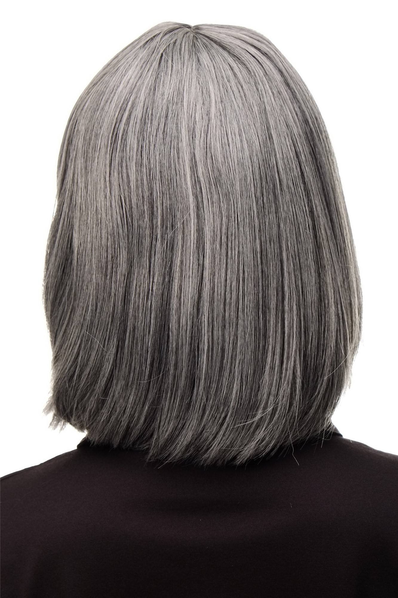 hochwertige Qualitätsperücken, Perücke Damen Bobfrisur Long Bob Pony glatt Dunkelgrau-Mix 7803-44, Ansicht 4, WIG ME UP: Ihr Perücken Online Shop glatte Tressen-Perücke mit Kopfhaut-Imitat Dunkelbraun-Grau-Mix kurze Haare für Damen