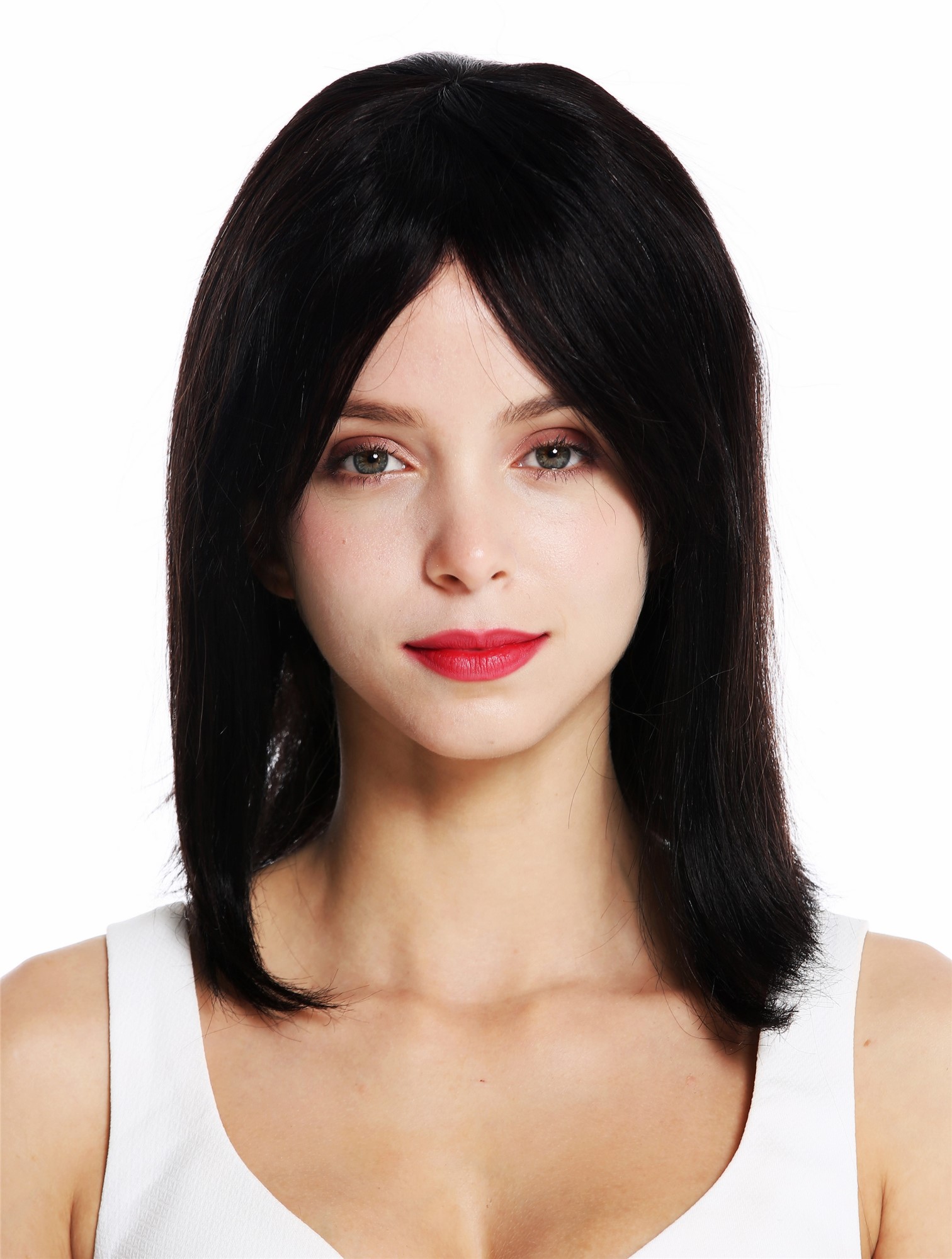 Women's wig longbob shoulder length sleek parting velvet black RJ-097, view 2, WIG ME UP: Your Perücken Online Shop Quality Wigs, Ladies, velvet black, straight, shoulder-length