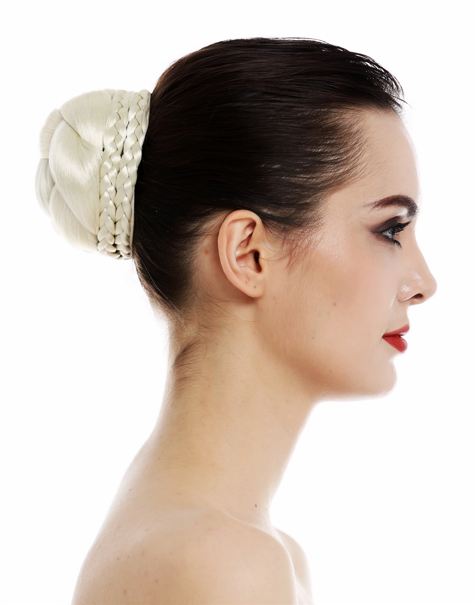 Dutt Haardutt Haarknoten Chignon traditionell geflochten Platin Lichtblond JL-3123L-613, Ansicht 3, WIG ME UP: Ihr Perücken Online Shop geflochtener Dutt Haarteil Platinblond