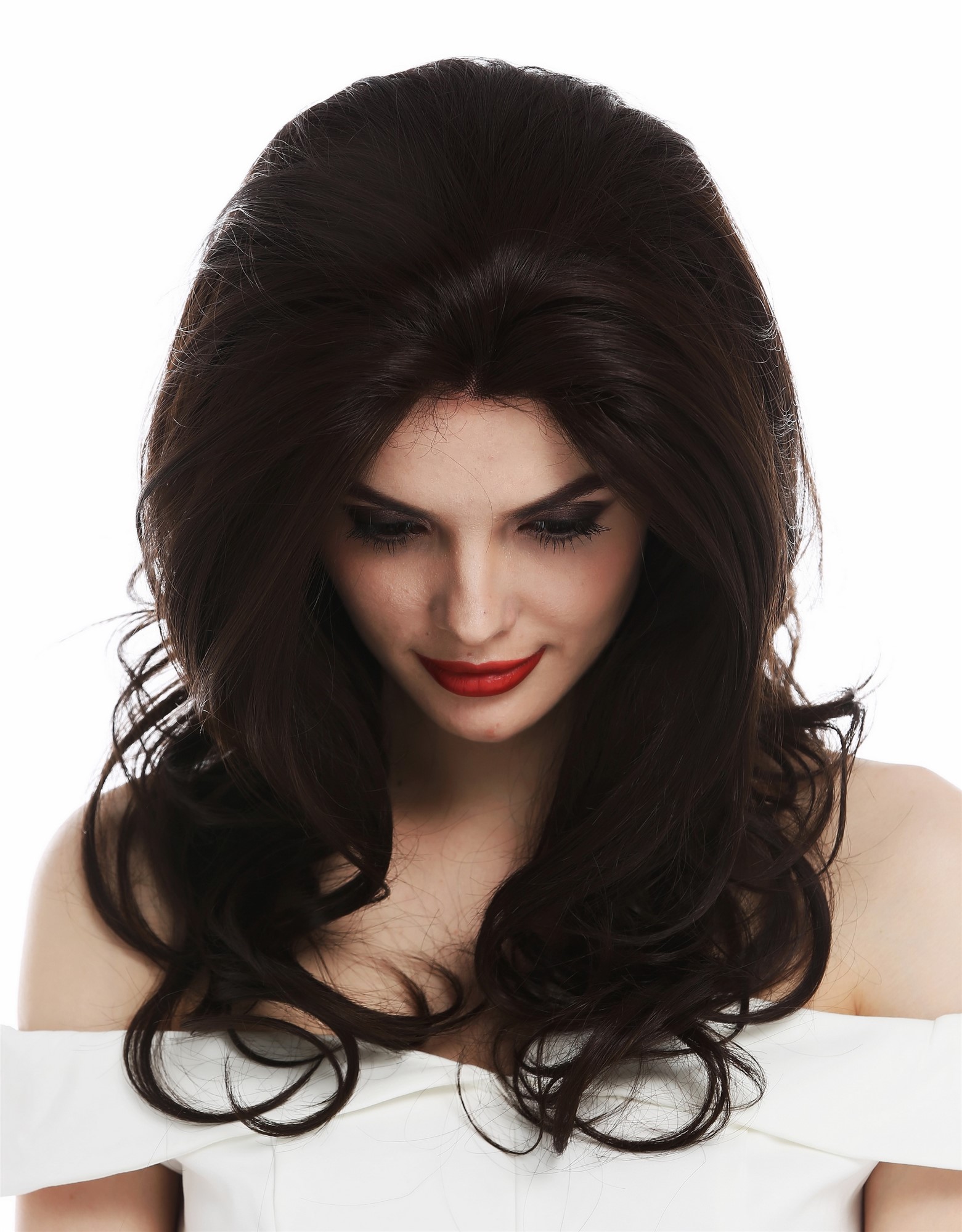 Women's wig lace front long wavy voluminous dark brown mix TYM-061-LF, view 4, WIG ME UP: Your Perücken Online Shop Quality Wigs, Ladies, brown mix, curled, long