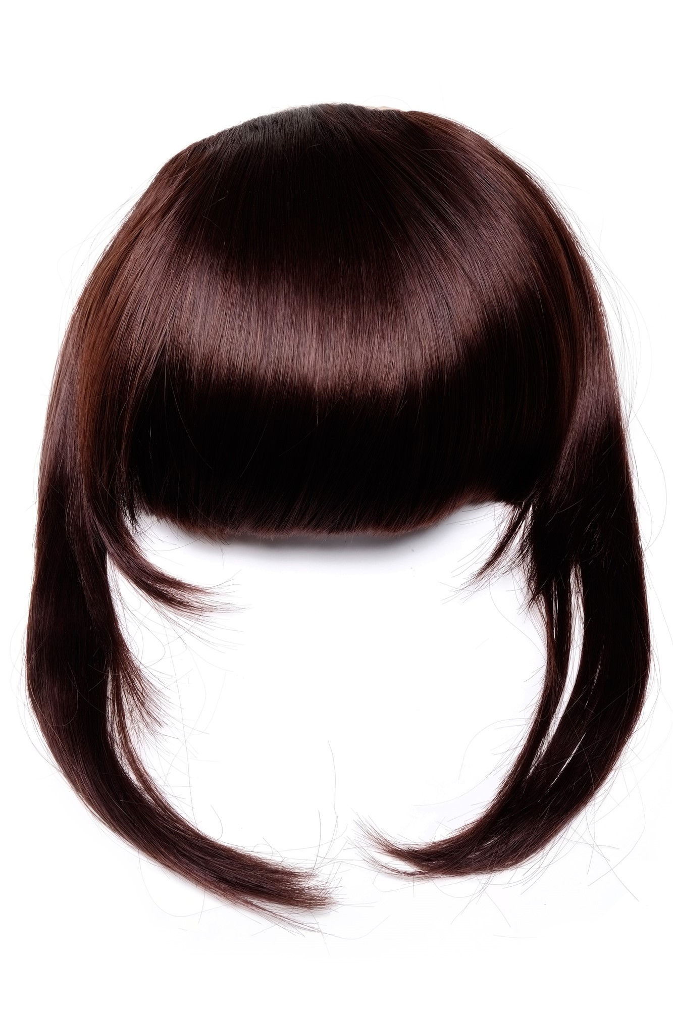 Clip-In Pony Extension lange Seiten Braun TYQ055-33, Vorderansicht, WIG ME UP: Ihr Perücken Online Shop glatter Clip-In Pony Kastanienbraun 30 cm lang