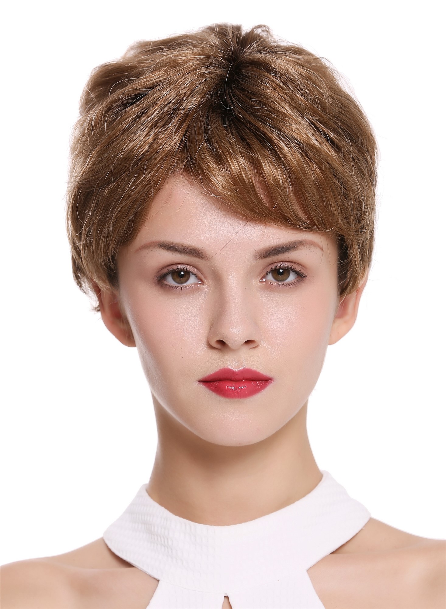 hochwertige Qualitätsperücken, Perücke Monofilament Kurz Goldbraun Dunkelblond PORTO-MF-47-12-0-8YS4, Ansicht 3, WIG ME UP: Ihr Perücken Online Shop wellige Tressen-Perücke mit Teil-Mono Scheitel, Front-Lace Goldbraun-Dunkelblond-Aschbraun-Dunkelbraun-Mix kurze Haare für Unisex