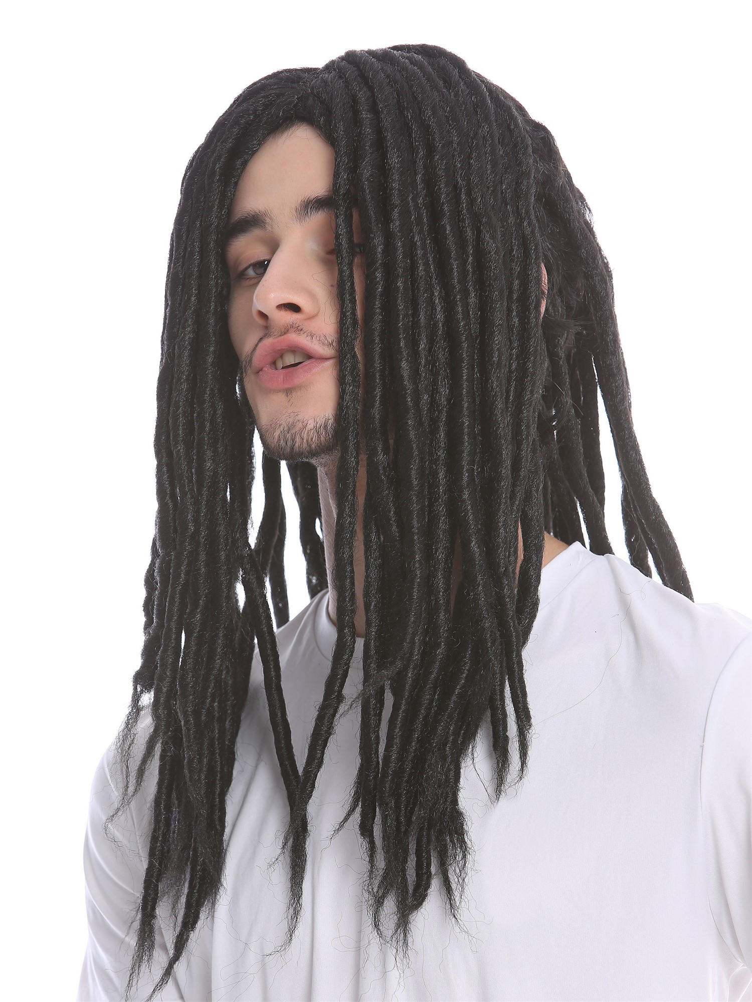 Man Lady Party Wig Dreadlocks Rasta Rastafari Black 91587-ZA103, view 4, WIG ME UP: Your Perücken Online Shop Party Wig, Unisex, Black, curled, long