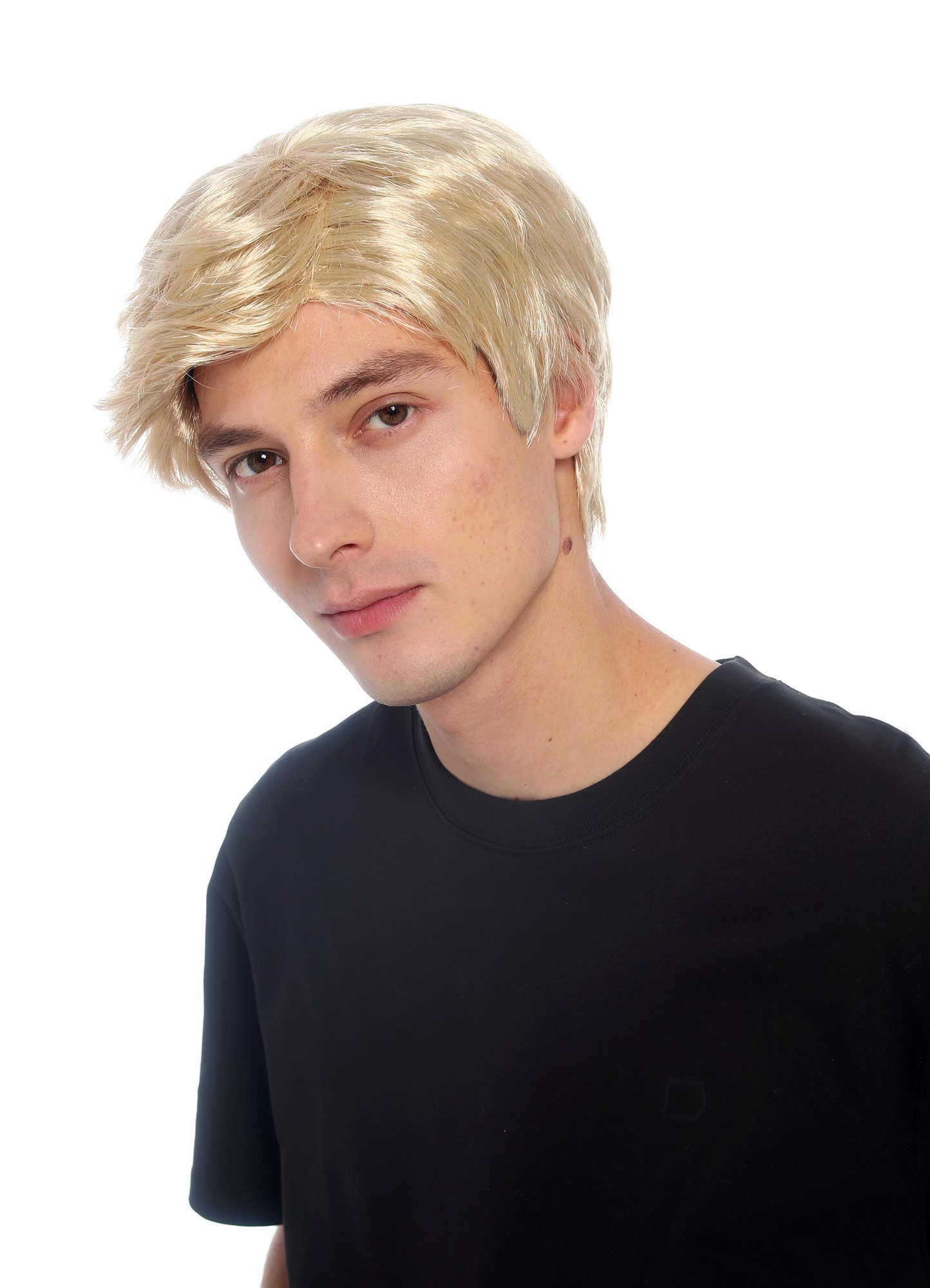 wellige Party-Perücke Lichtblond 25 cm lange Perücke für Herren