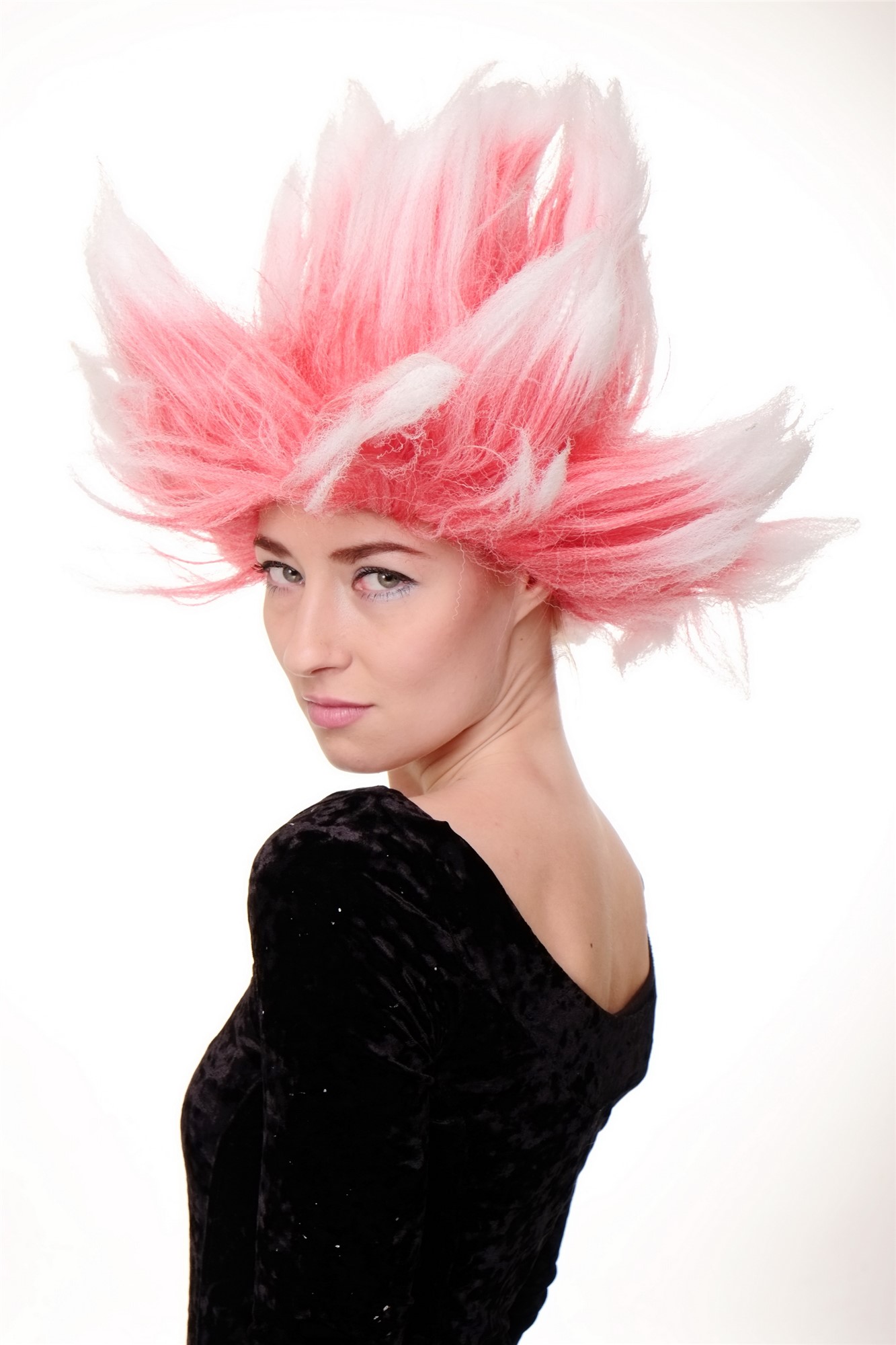 Party/Fancy Dress/Halloween WIG men FIRE DEVIL Loki Puck Pixie Demon Imp RED and WHITE pointy spiny, view 2, WIG ME UP: Your Perücken Online Shop Party Wig, Unisex, Red, wavy, short