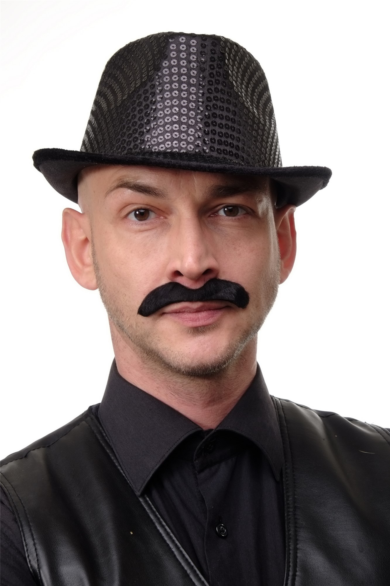 günstige Party Perücke, Bärte Schnurrbärte 6tlg. Set schwarz MM-007, Ansicht 7, WIG ME UP: Ihr Perücken Online Shop Bart aus Kunsthaar schwarz