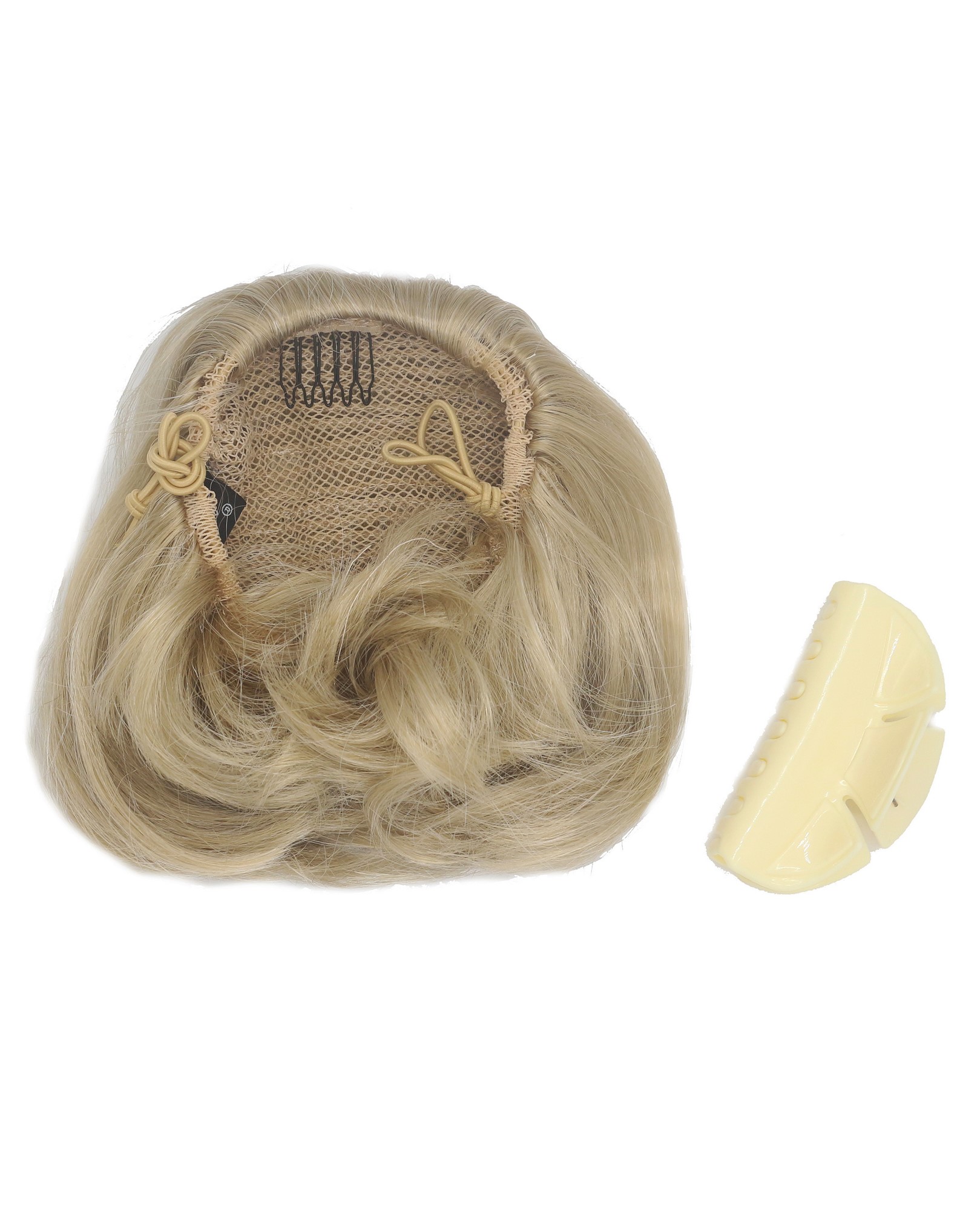 Ponytail Hairpiece short straight voluminous like hair bun champagne blond 909AB, view 4, WIG ME UP: Your Perücken Online Shop Ponytails, ash blonde, curled, short