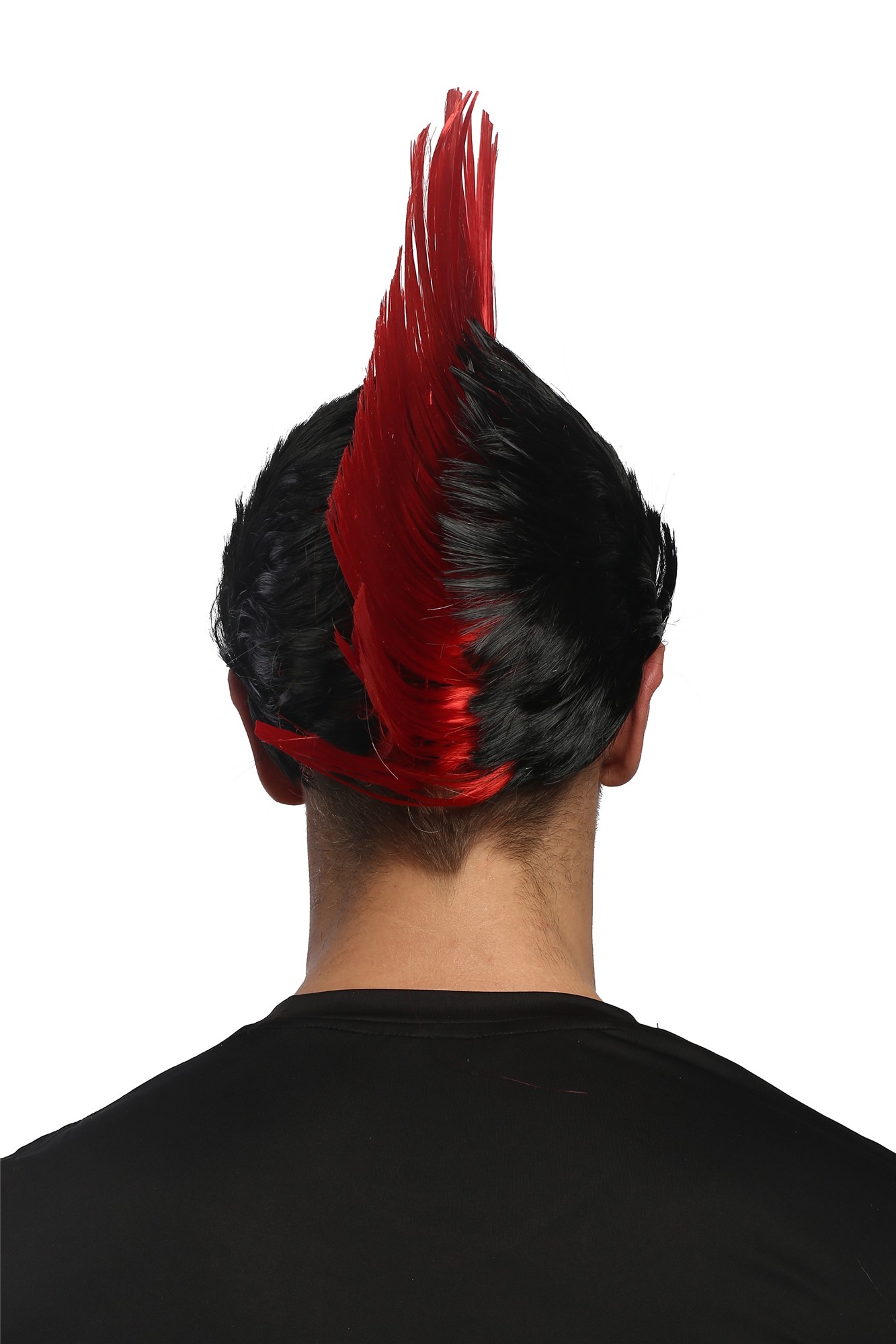 XR-012-P103/PC13 Wig Ladies Men Halloween Carnival black red spiky mohawk Punk 70s 80s, view 4, WIG ME UP: Your Perücken Online Shop Party Wig, Unisex, Red, Black, straight, short