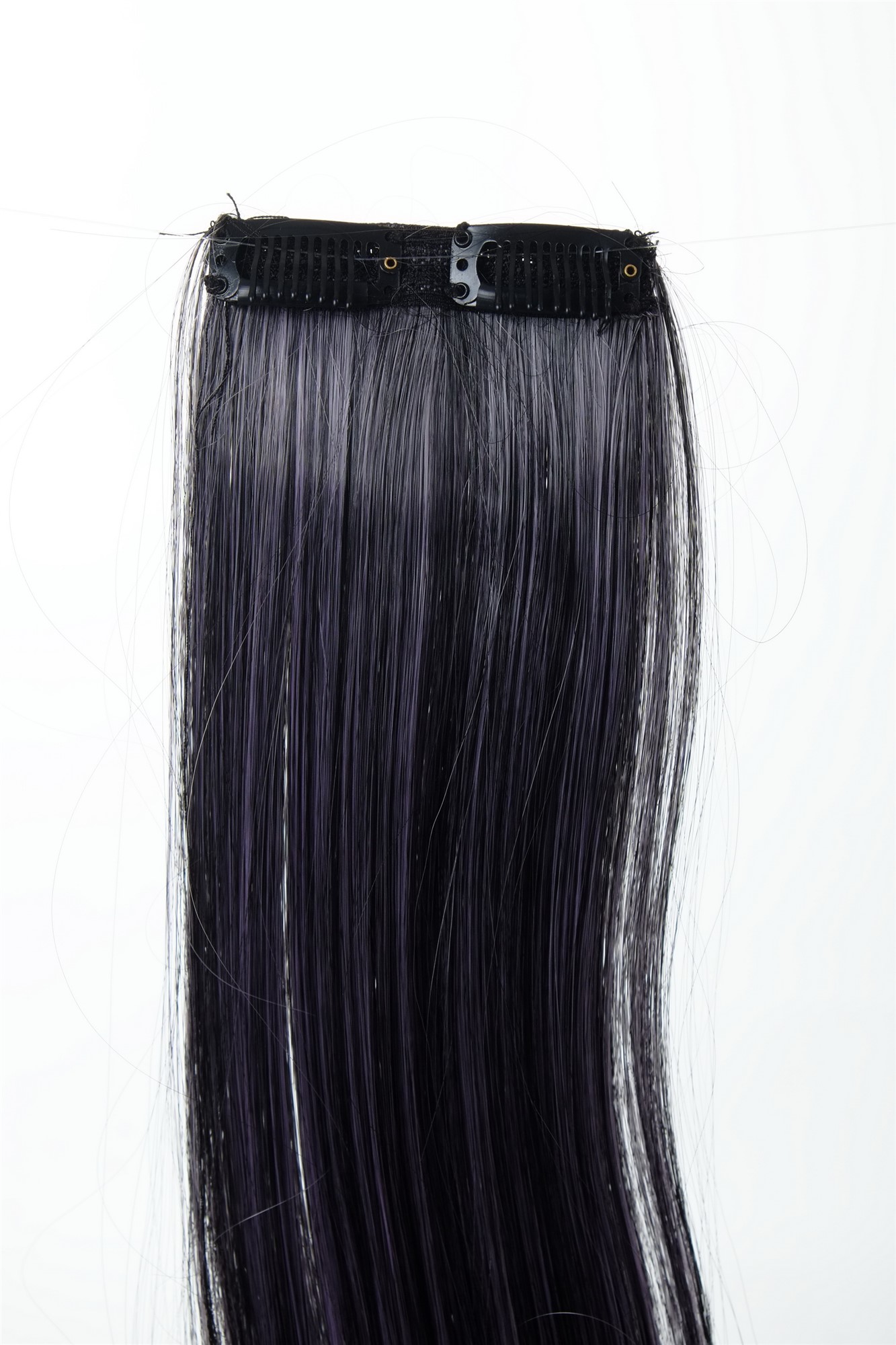 2 Clips Extension Strähne glatt 45 cm Ombre Schwarz Lila YZF-P2S18P-1BTTF2403A, Ansicht 3, WIG ME UP: Ihr Perücken Online Shop glatte Extensions Samtschwarz-Hellviolett-Mix 45 cm lang