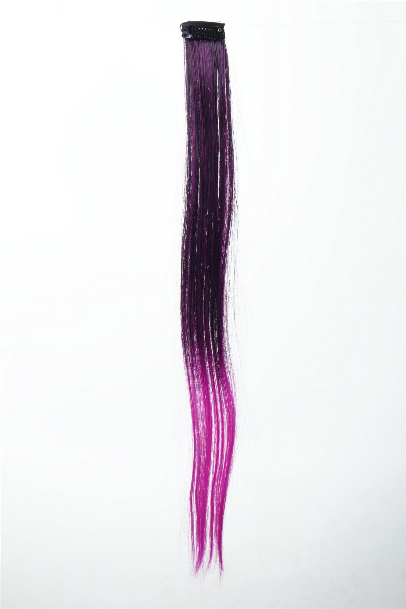 1 Clip-In Extension Strähne glatt 45 cm Ombre Lila YZF-P1S18P-1BTTF2405, Ansicht 2, WIG ME UP: Ihr Perücken Online Shop glatte Extensions Samtschwarz-Neonviolett-Mix 45 cm lang