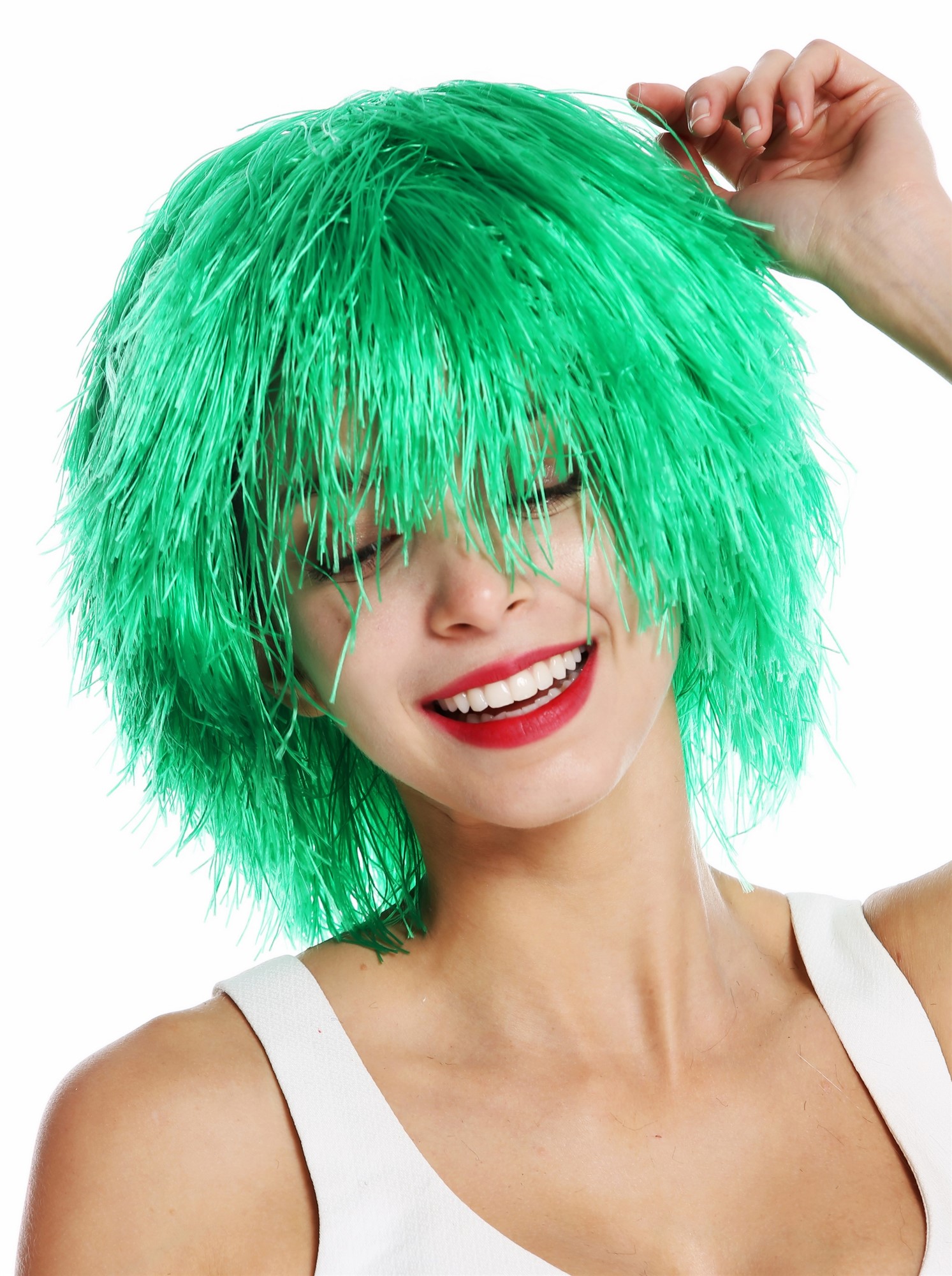 Party Carnival wig women men shaggy strawy voluminous goblin clown green MMSLW, view 2, WIG ME UP: Your Perücken Online Shop Party Wig, Unisex, grass green, wavy, short