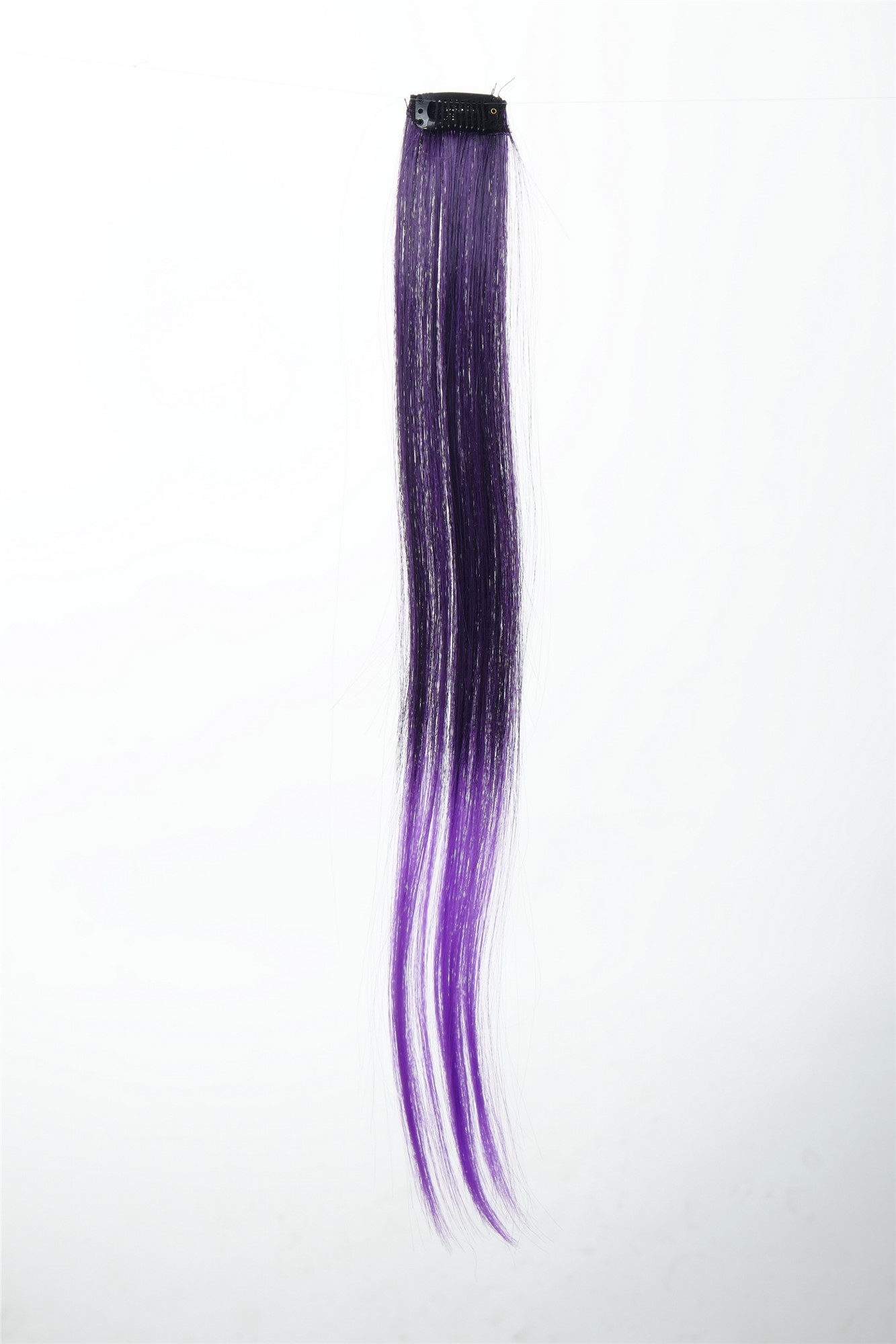 glatte Extensions Samtschwarz-Neonviolett-Mix 45 cm lang