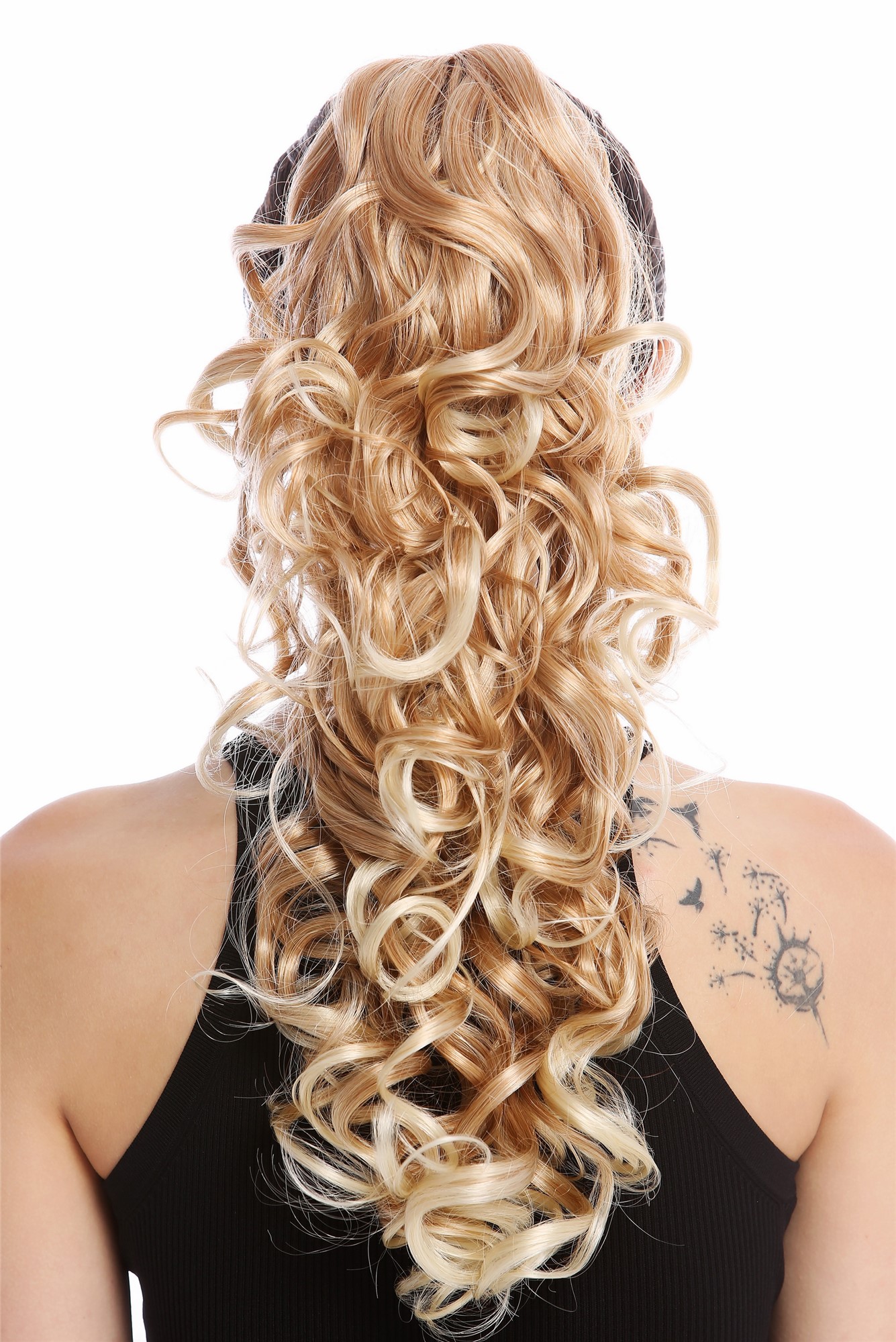 Ponytail Combs Clamp long voluminous curled curls blond platinum highlights N956, view 2, WIG ME UP: Your Perücken Online Shop Ponytails, blond mix, curled, long