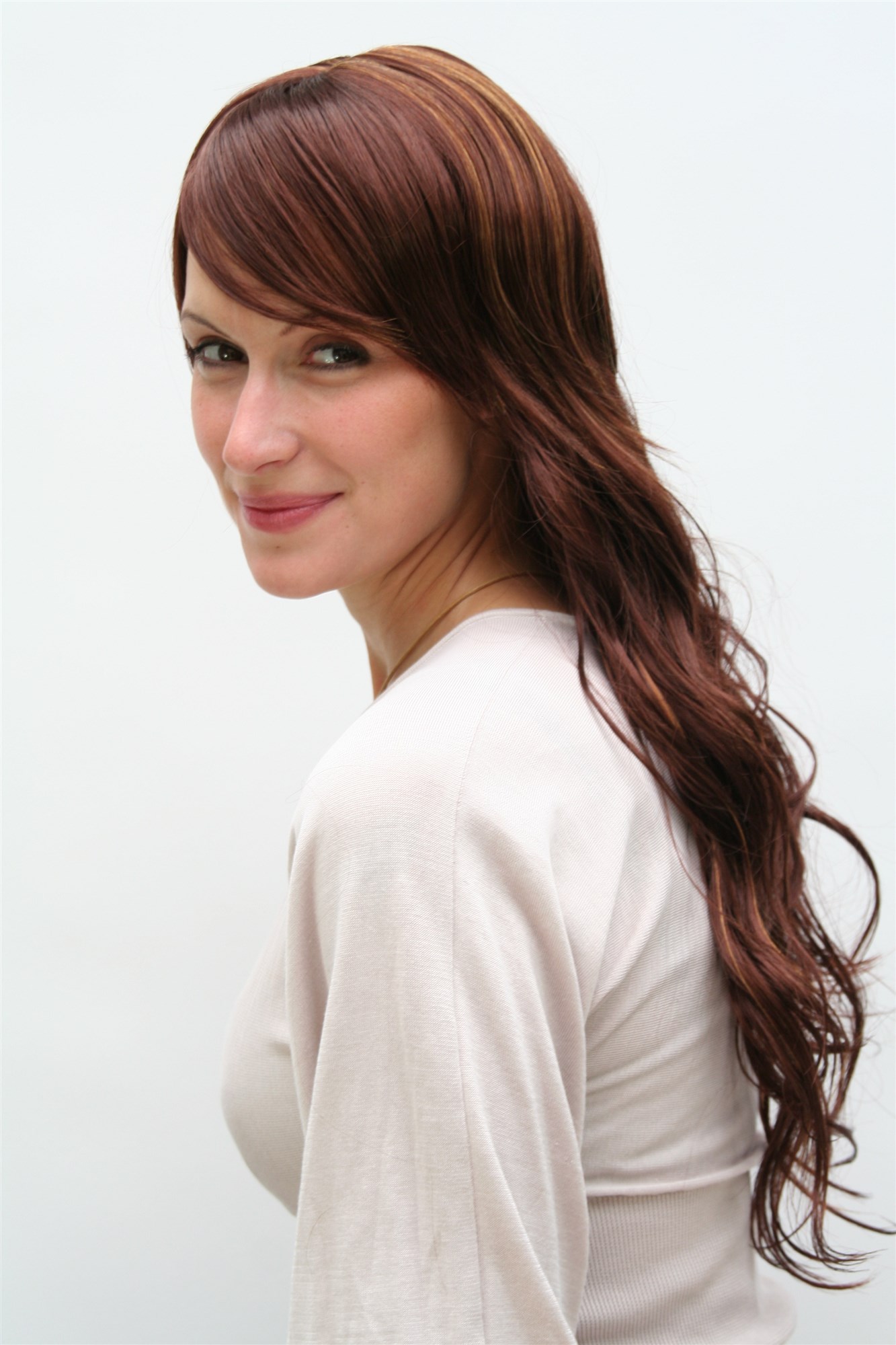 BEAUTIFUL brunette chestnut BROWN Lady  Wig CUTE & SEXY PARTING wavy long (9320-33/30C), view 4, WIG ME UP: Your Perücken Online Shop Quality Wigs, Ladies, red-brown-chestnut mix, wavy, long