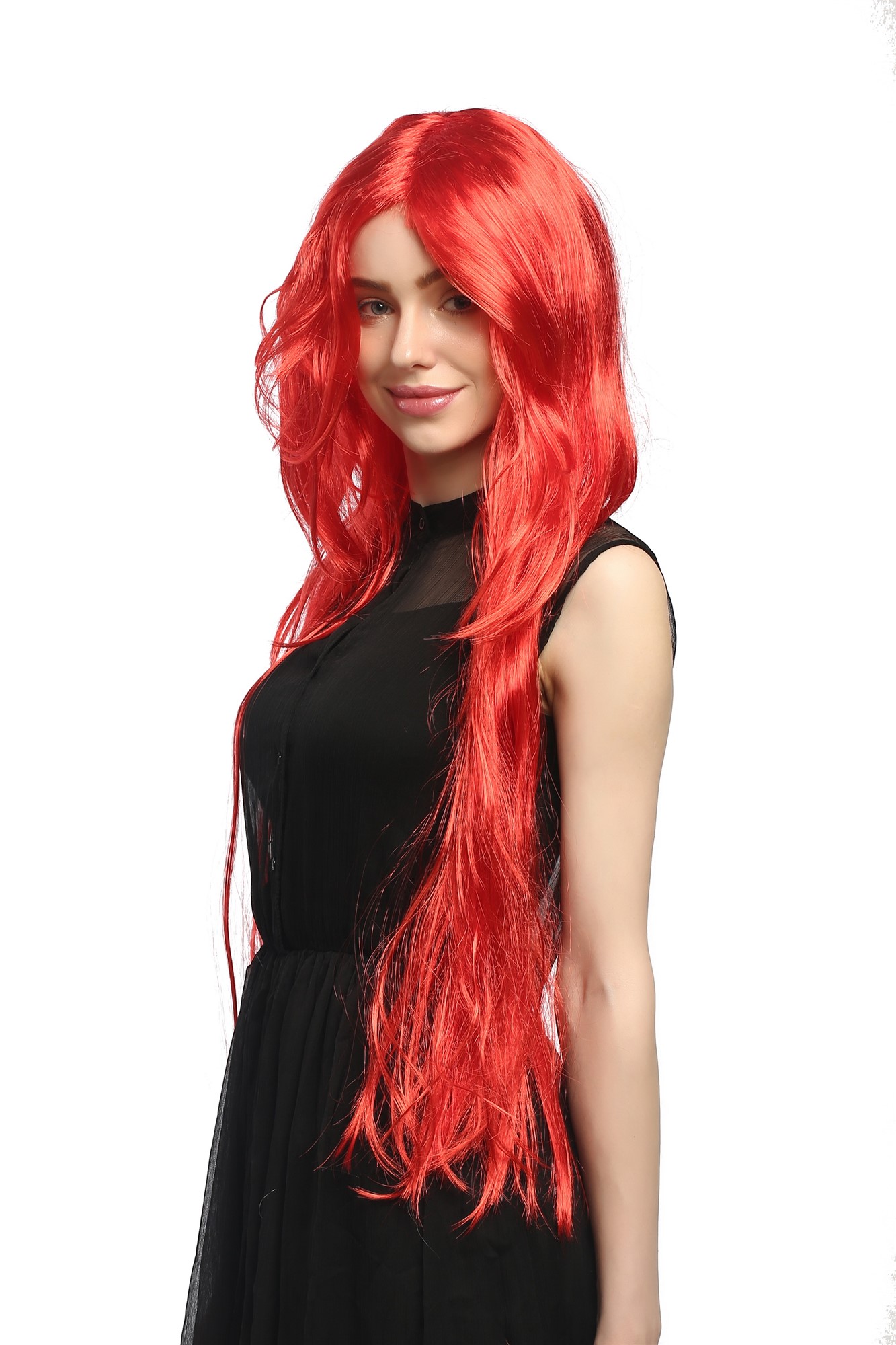 Lady Party Wig Halloween Fancy Dress extremely long fiery witchy red straight parting Witch 33", view 4, WIG ME UP: Your Perücken Online Shop Party Wig, Ladies, Red, straight, very long
