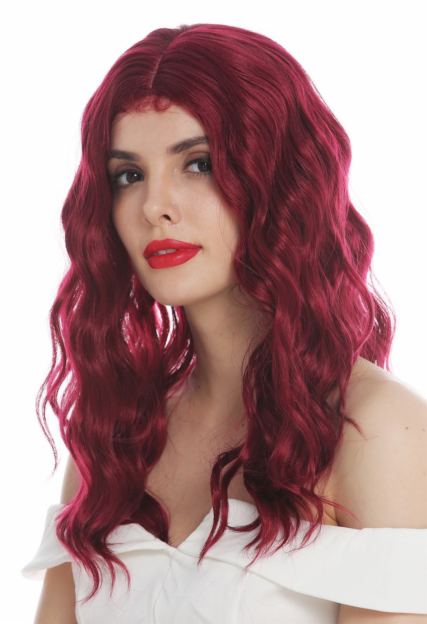 Women's wig ladies' wig long wavy water wave middle parting garnet red VK-9, view 2, WIG ME UP: Your Perücken Online Shop Quality Wigs, Ladies, garnet red, wavy, long