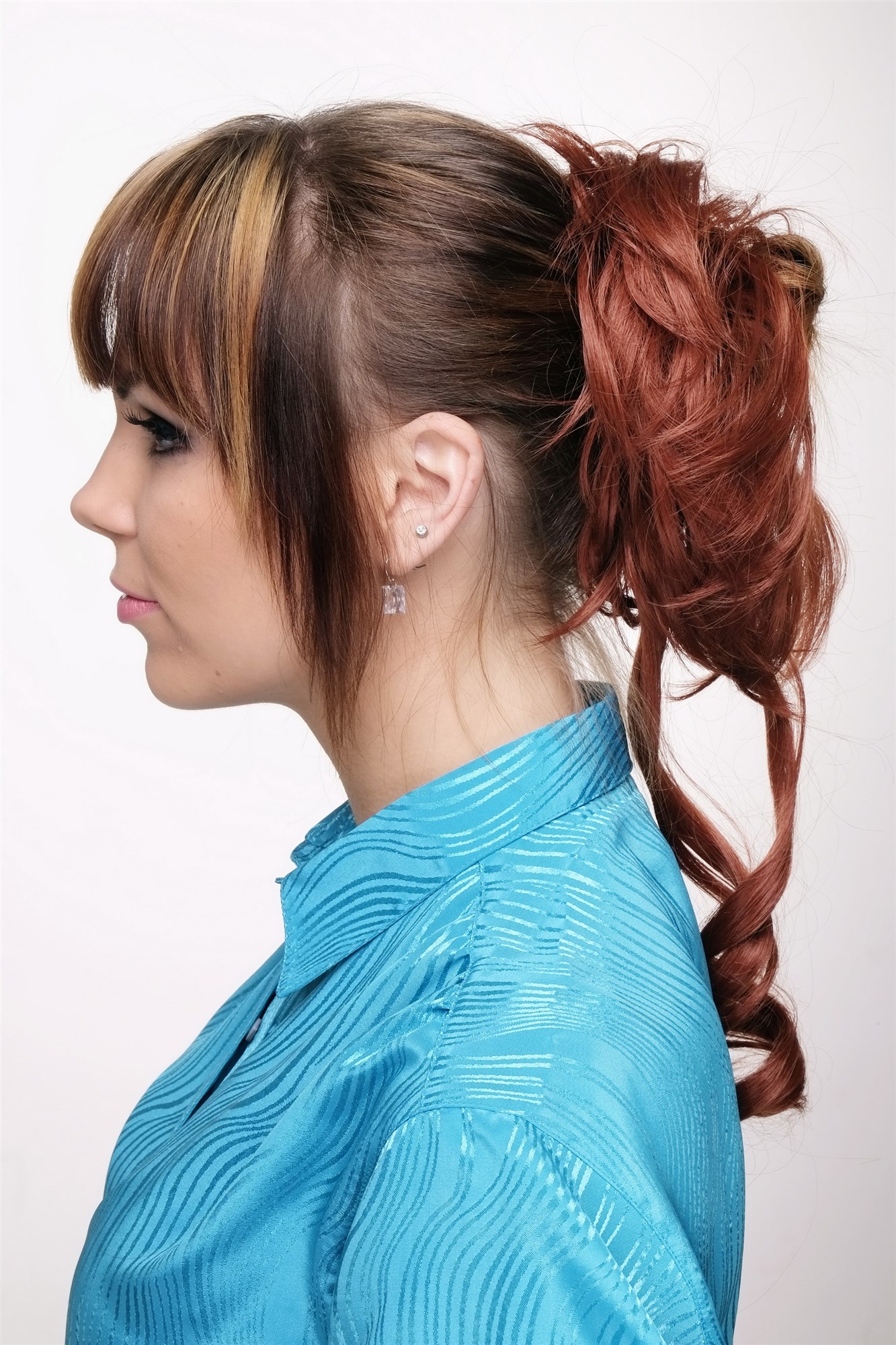 Hair Piece baroque voluminous wild curled scrunchy comb dark red YZF-3072HT, view 4, WIG ME UP: Your Perücken Online Shop Ponytails, Red, curled, shoulder-length