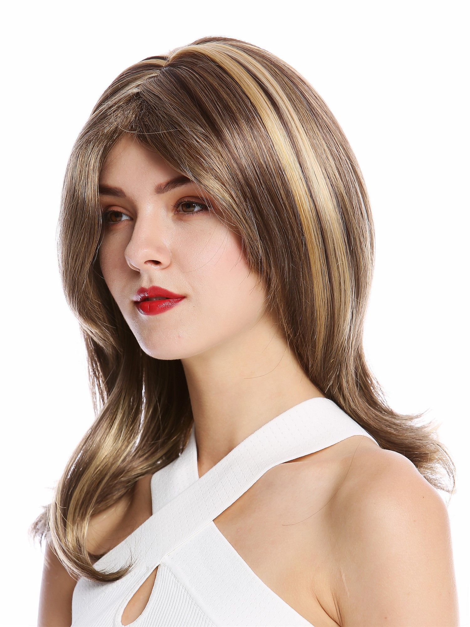 Lady wig shoulder-length short straight middle parting brown blonde GFW2078, view 3, WIG ME UP: Your Perücken Online Shop Quality Wigs, Ladies, brown-blonde mix, wavy, shoulder-length