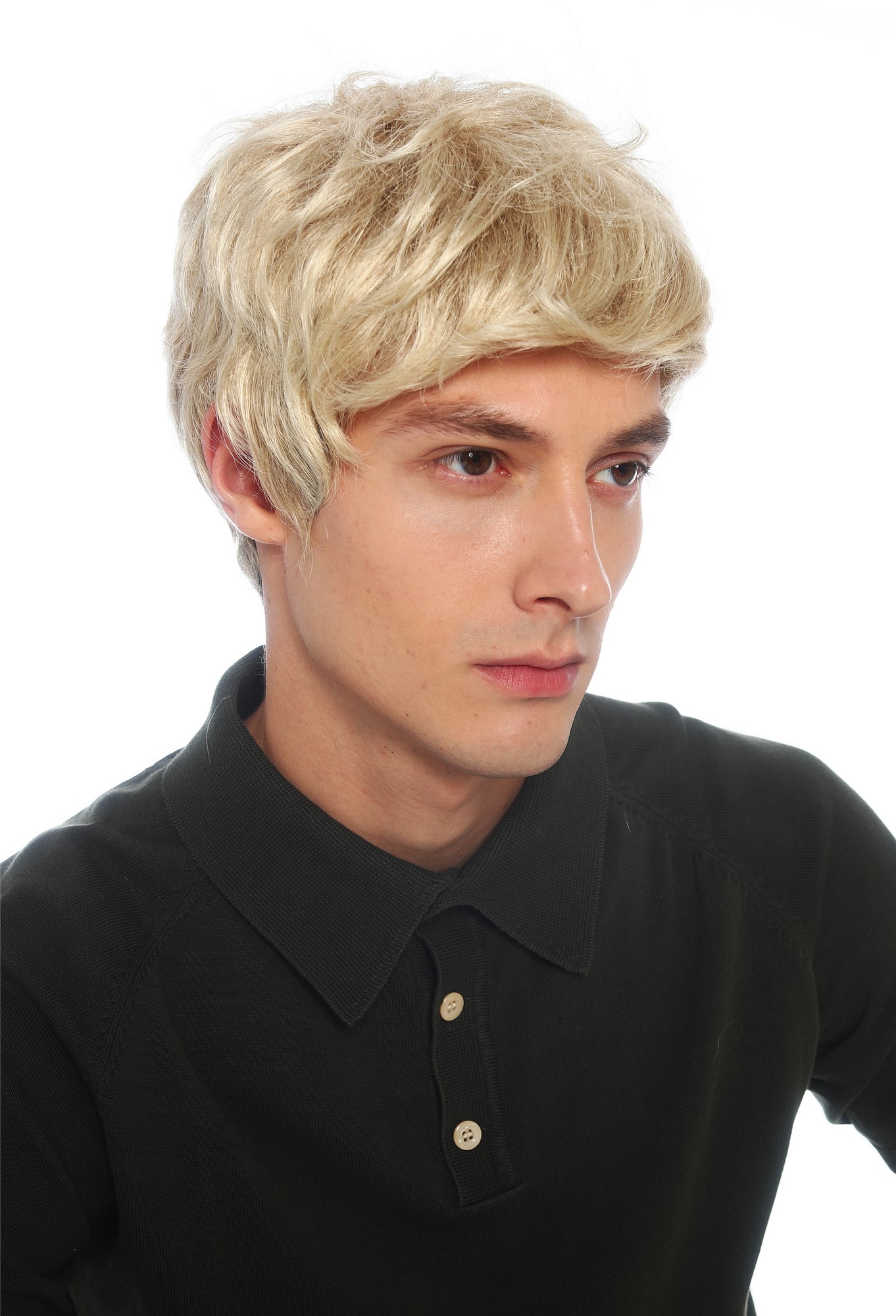 Perücke Damen Herren burschikos androgyn unsisex kurz wild gewellt Hellblond Mix VK-72-16T613