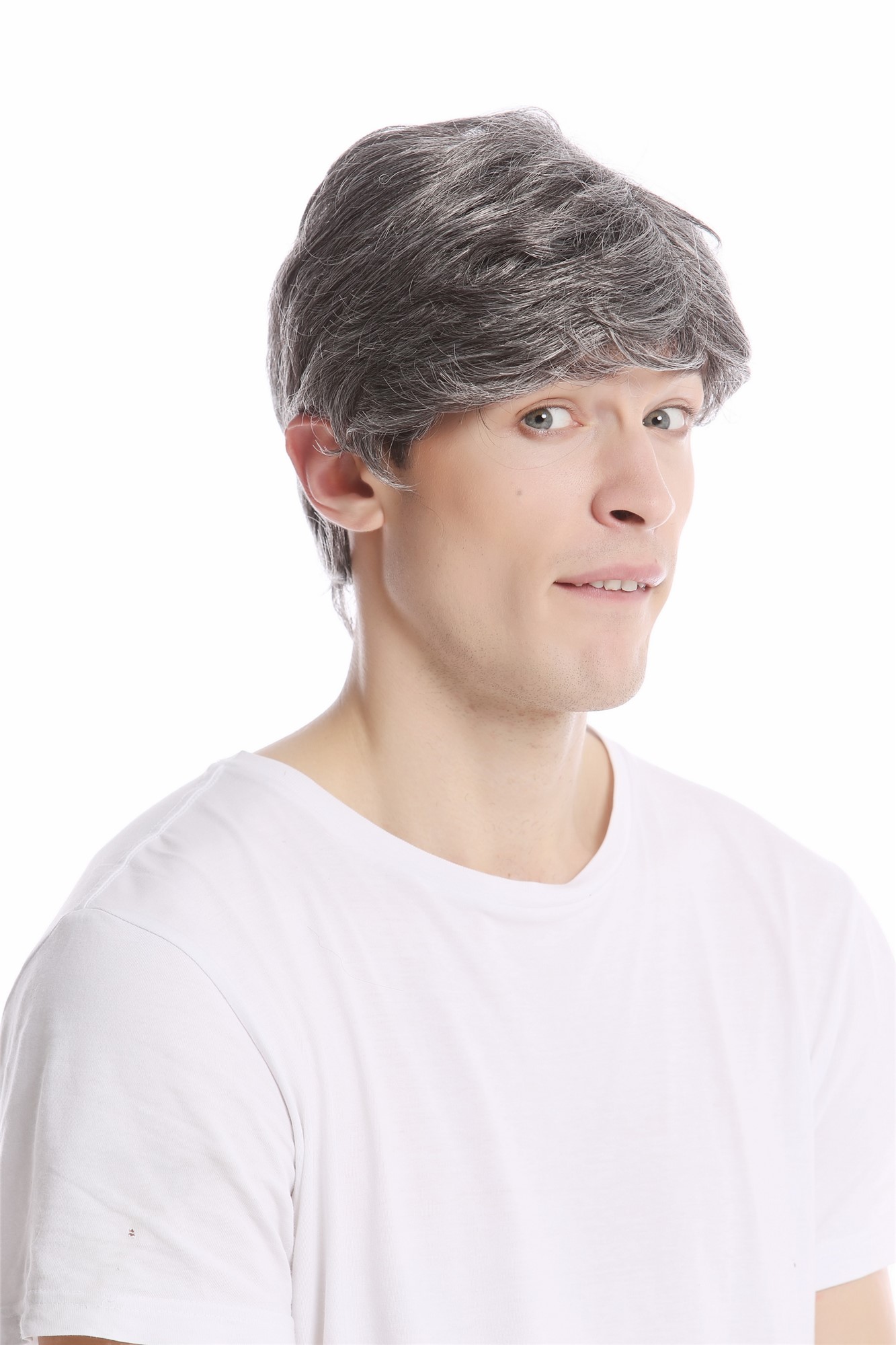 GFW355A-44 Men Gents Wig short casual youthful modern look dark grey gray, view 4, WIG ME UP: Your Perücken Online Shop Quality Wigs, Men, dark brown-gray mix, wavy, short