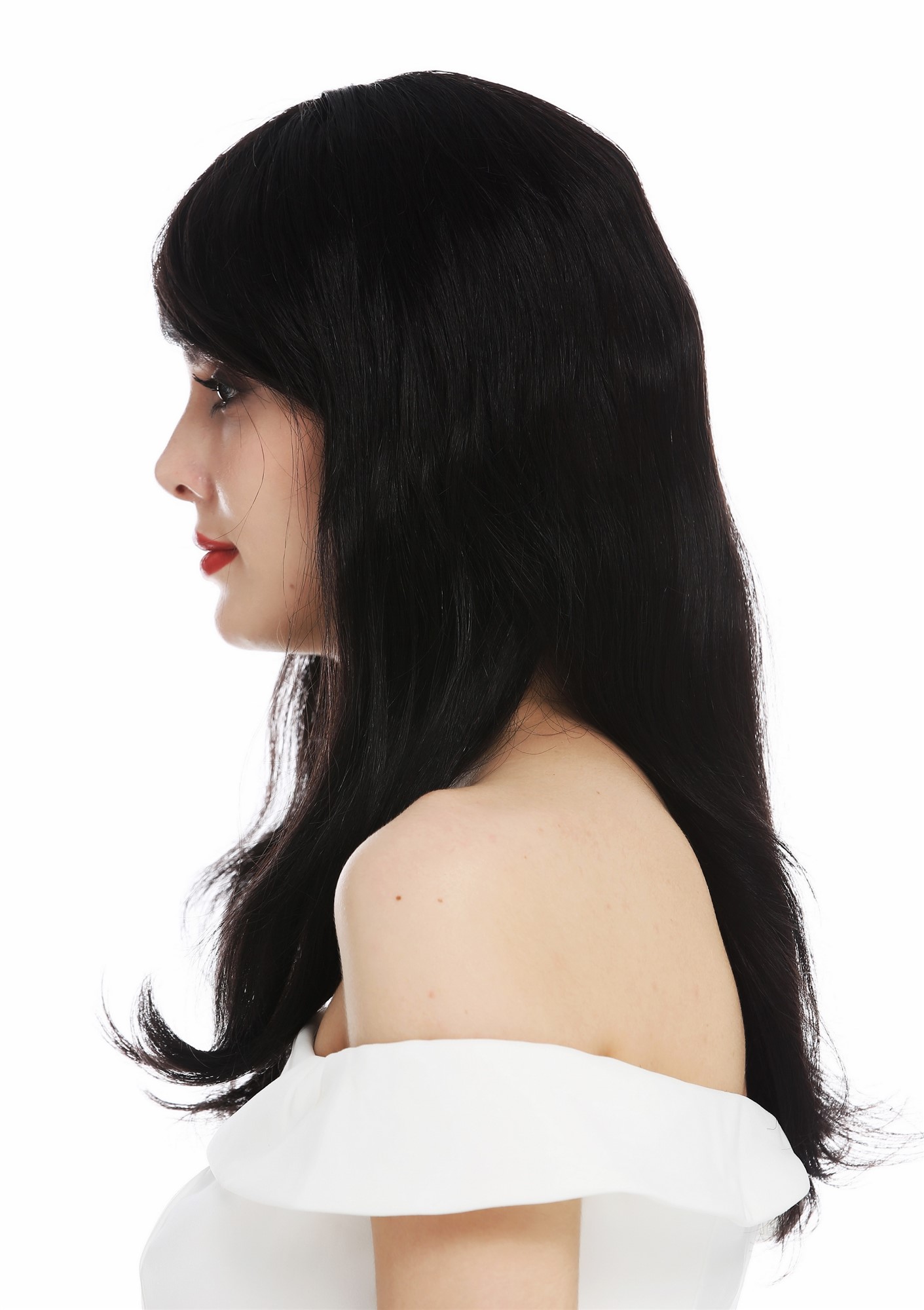 Lady wig real human hair black lace front monofilament long sleek DW-2198-HH-MF, view 4, WIG ME UP: Your Perücken Online Shop Quality Wigs, Ladies, velvet black, straight, shoulder-length, Real Human Hair