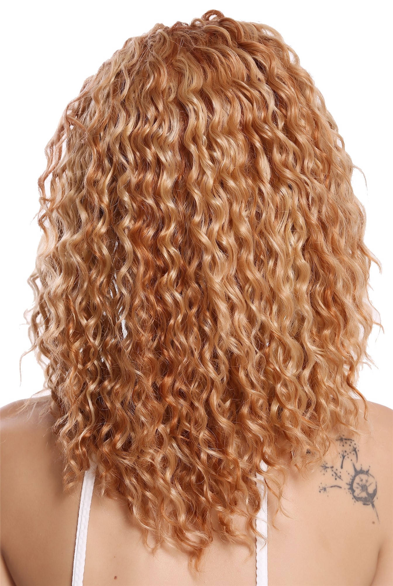 Lady wig human hair long lace front curls blonde copper brown mix UR-016-HH-LF, view 3, WIG ME UP: Your Perücken Online Shop Quality Wigs, Ladies, copper brown-strawberry blonde-platinum blonde mix, curled, shoulder-length, 100% Human Hair